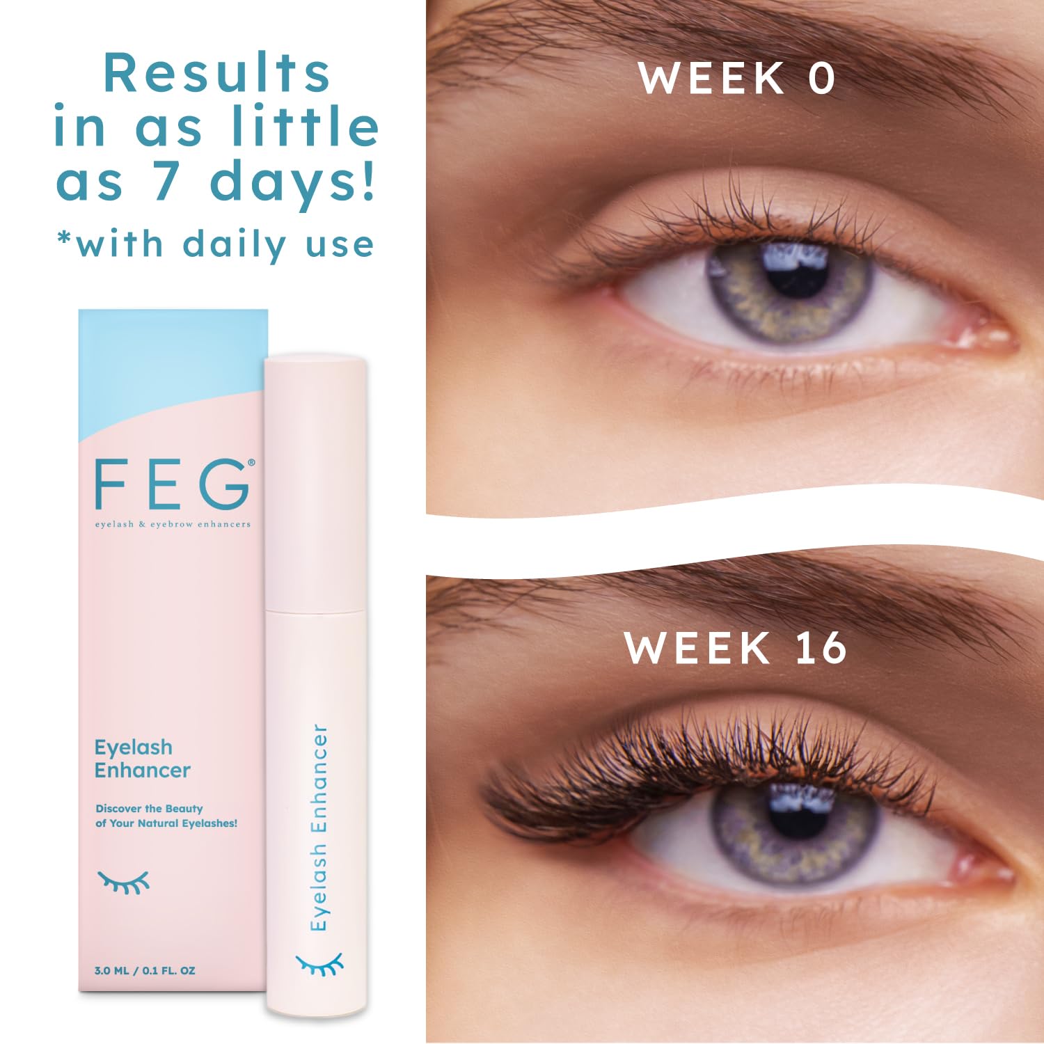 FEG Eyelash Growth Serum for Longer, Thicker & Darker Lashes & Brows | Natural Lash Enhancer with Rapid Results | Perfect for Daily Use, Special Occasions & Makeup Routines