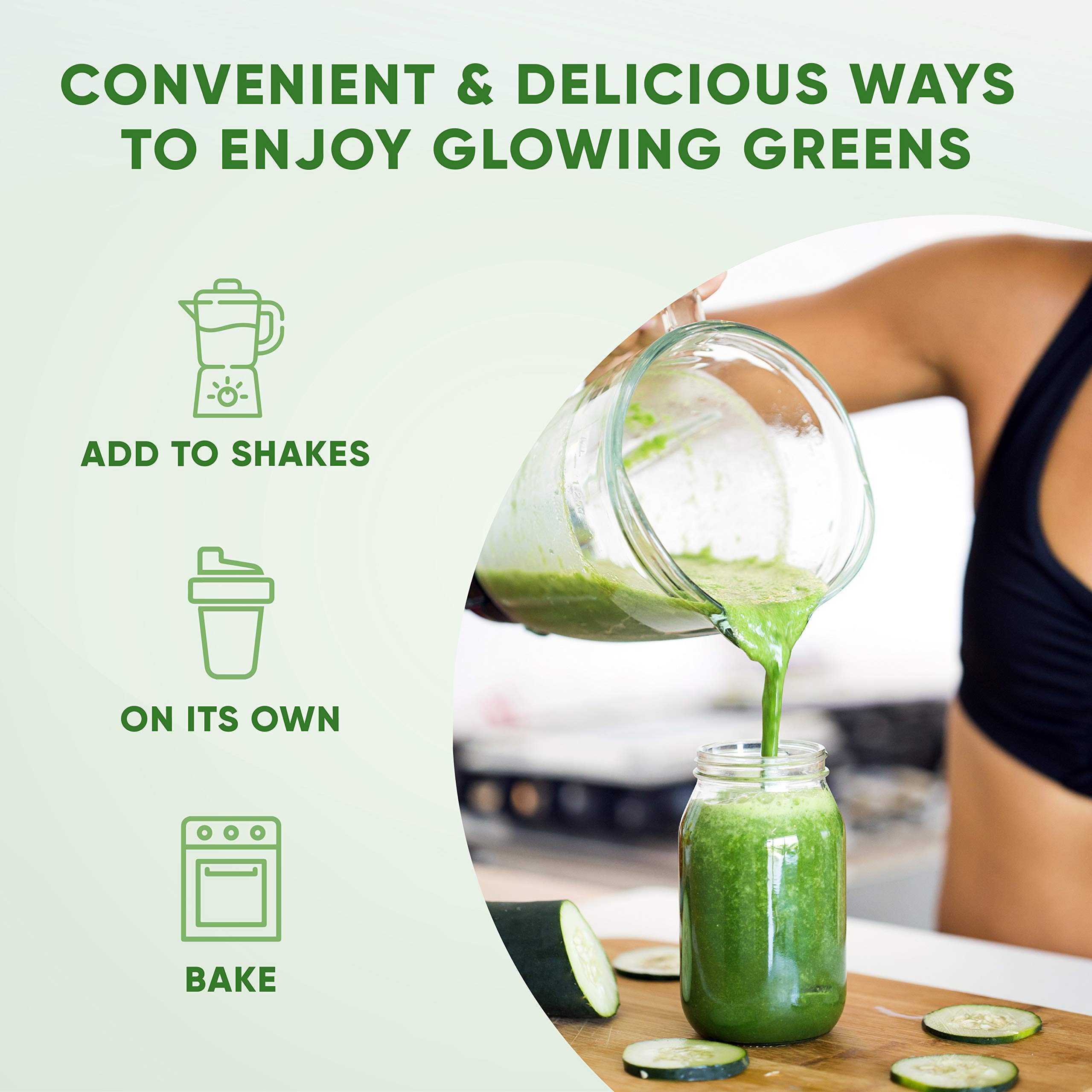 Health Logics Glowing Greens Superfood Powder with Collagen Peptides, Digestive Enzymes, Prebiotics & Probiotics - Antioxidant Rich Supplement for Wellness, Immune Support & Gut Health | Perfect for Smoothies, Shakes & Daily Nutrition Boost