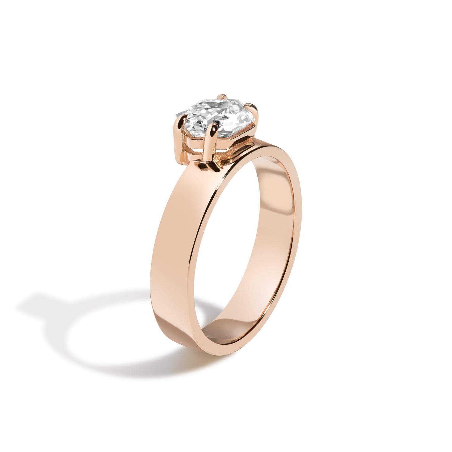 East West Elongated Hexagon Offset Ring - Unique Geometric Wedding Band, Stackable Dainty Ring for Women, Perfect for Engagement, Anniversary & Everyday Wear