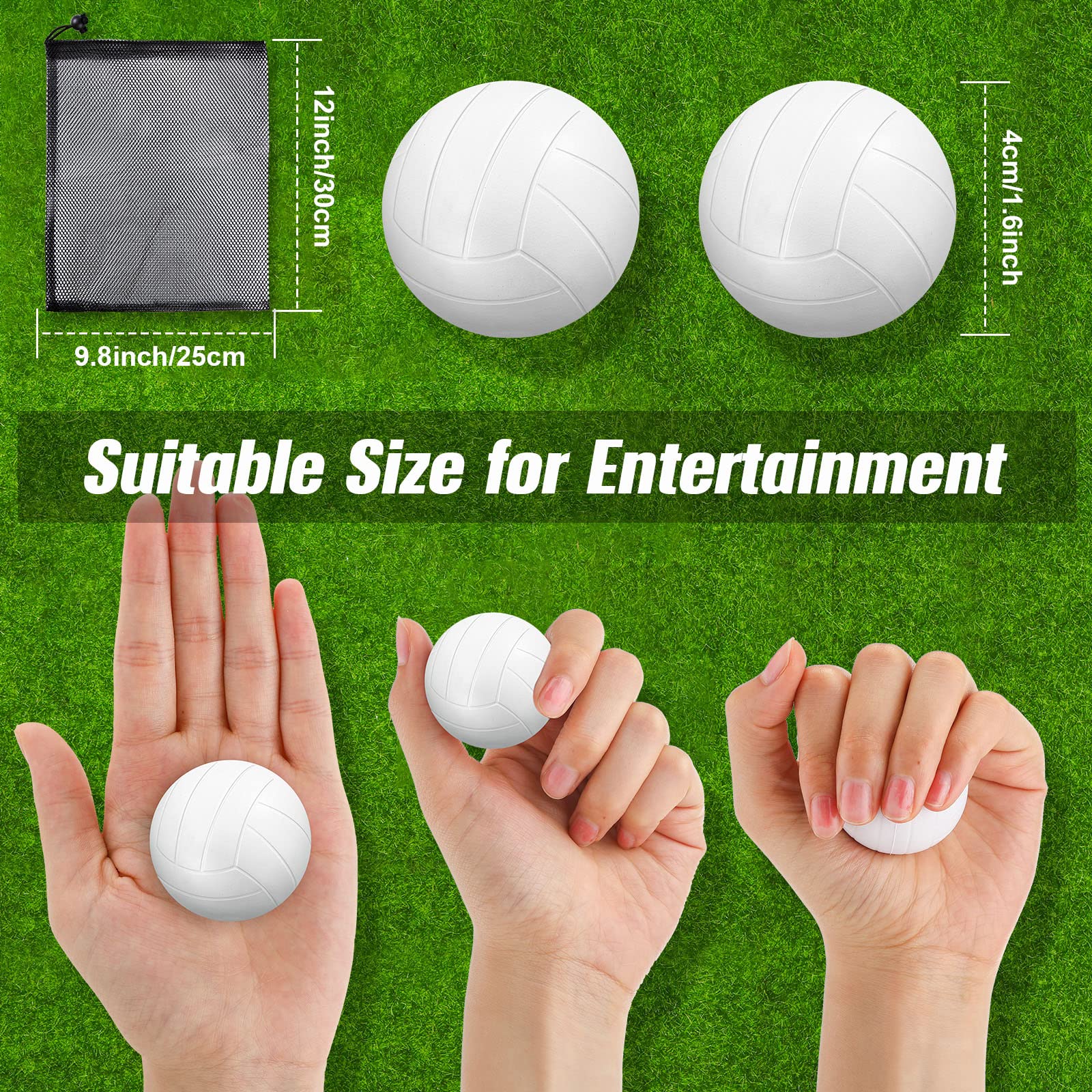100 Pcs 1.6 Inch Mini Volleyball Stress Balls - Bulk Volleyball Party Favors, Team Gifts & Tiny Foam Sports Balls with Storage Bag - Perfect for Kids Stress Relief, Birthday Party Games, Sports Team Rewards & Office Desk Toys