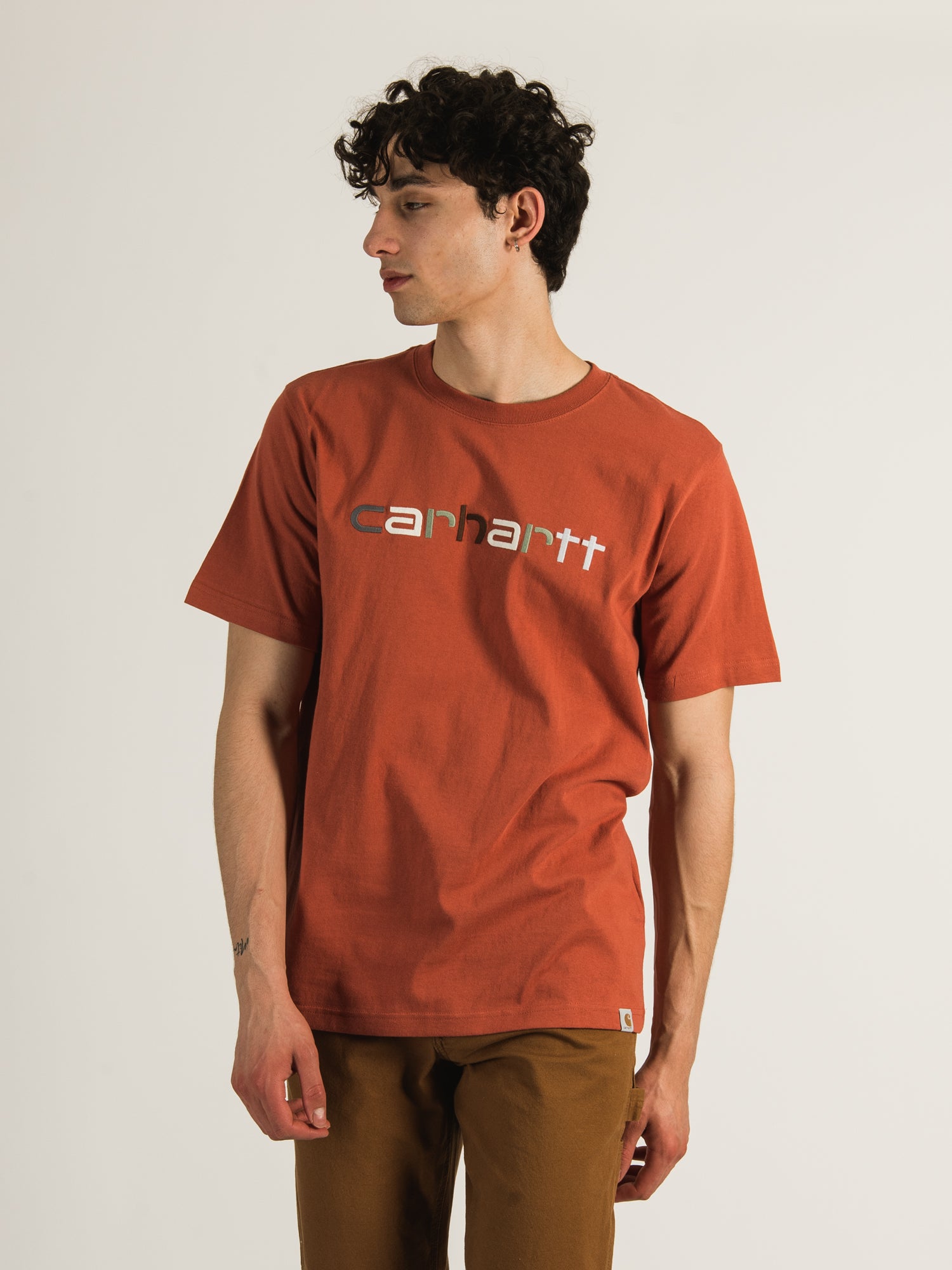 Carhartt Relaxed Fit Embroidered Logo Graphic T-Shirt for Men - Comfortable Casual Wear for Work & Everyday Use