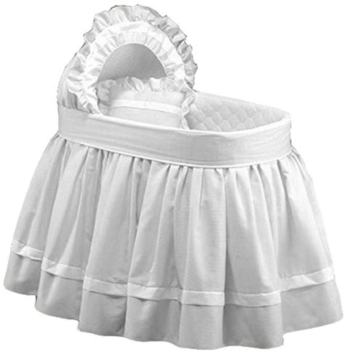 Regal Pique Bassinet Bedding Set for Baby Dolls - Soft White Crib Bedding with Ruffles | Perfect for Dollhouses, Nursery Decor & Pretend Play