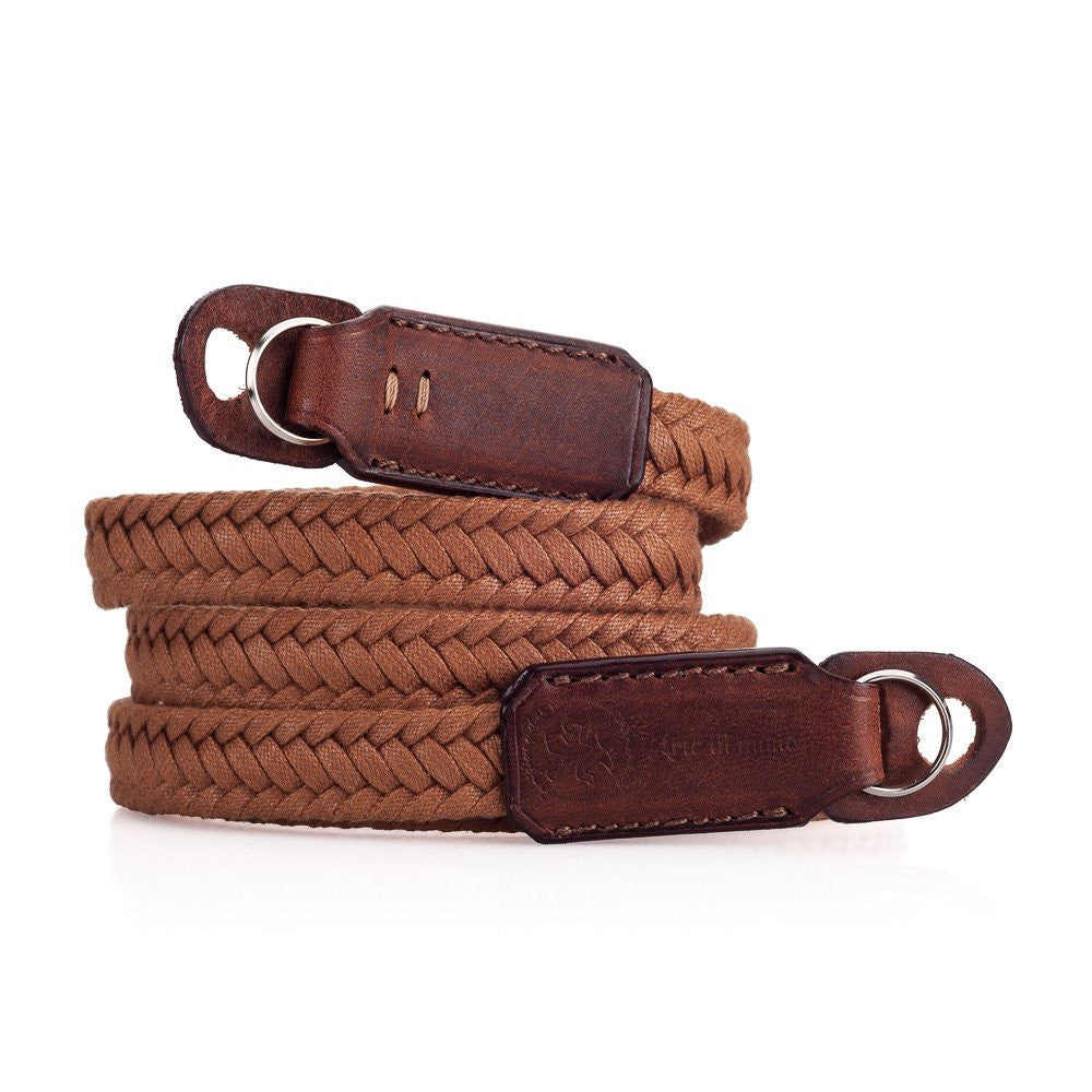 Arte di Mano Waxed Cotton Camera Neck Strap XL 120cm - Brown Waxed Cotton with Rally Volpe Leather Accents for DSLR Mirrorless Cameras - Perfect for Travel Photography & Outdoor Shooting