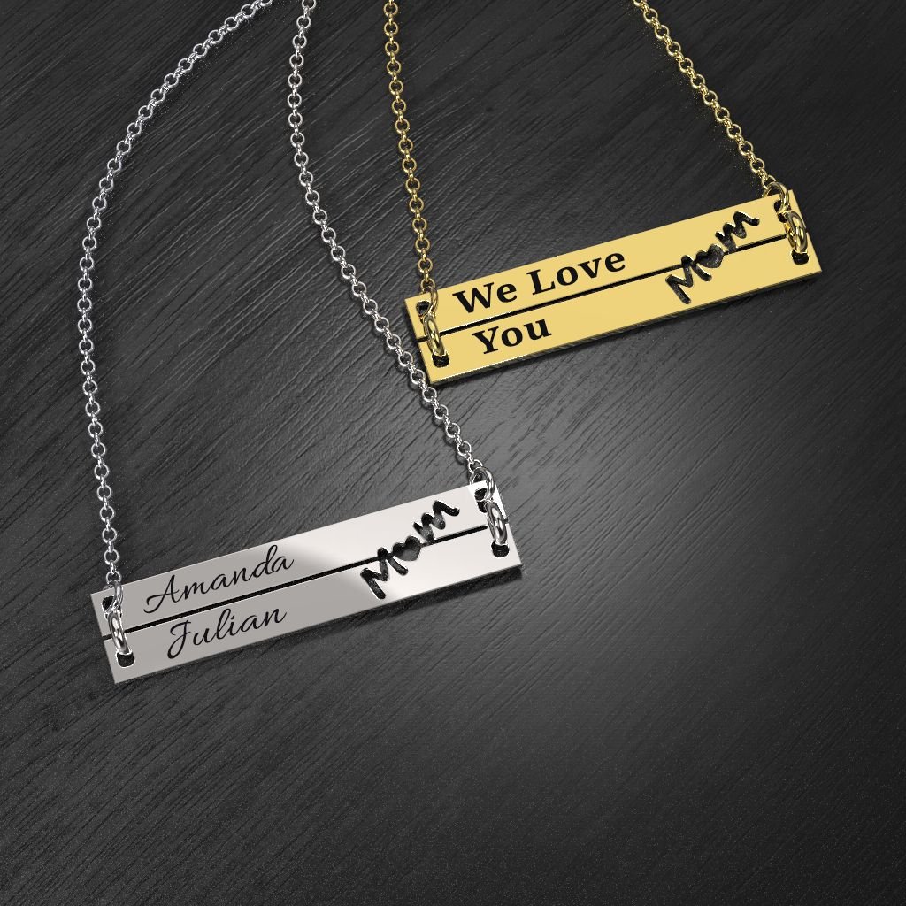 Personalized Engravable Double Bar Necklace for Mom - Sterling Silver Jewelry Gift for Mother's Day, Birthday & Anniversary | Elegant Layering Necklace for Women