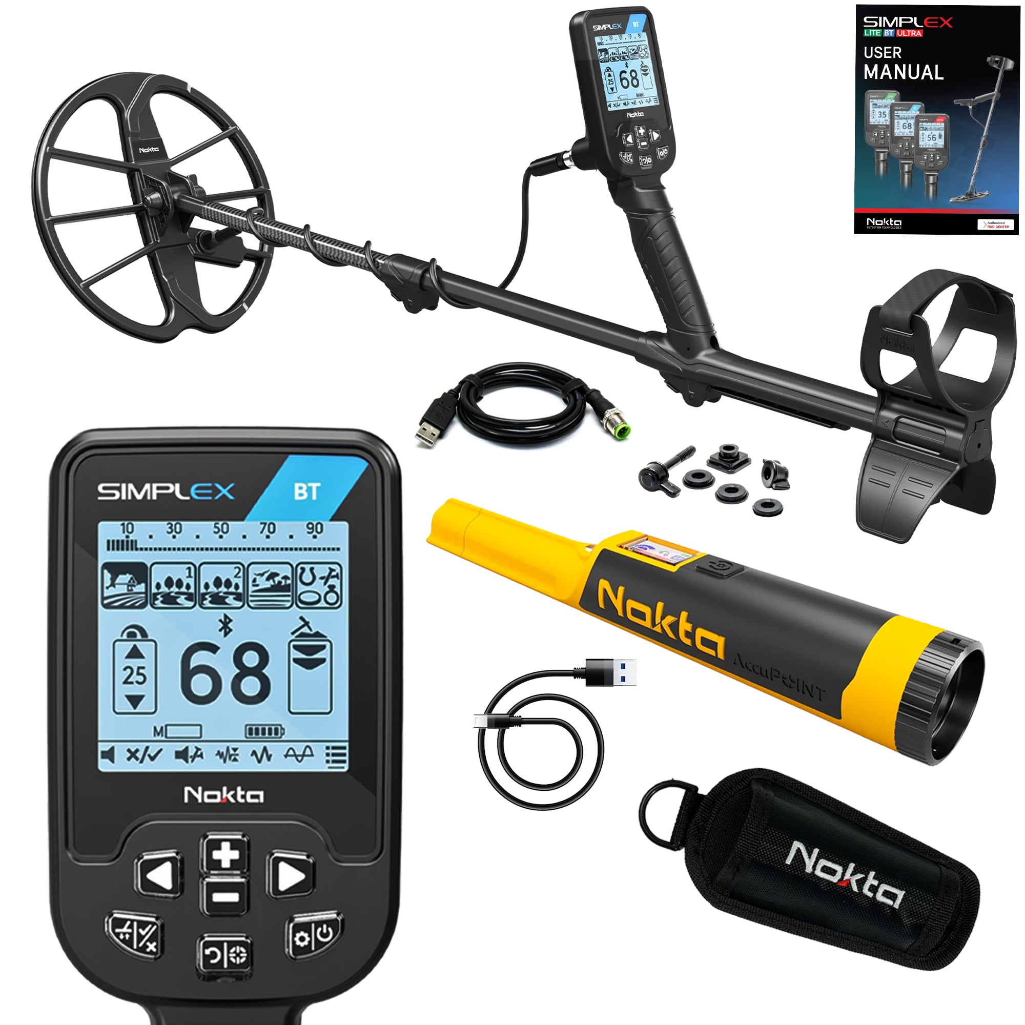 Nokta Simplex BT Waterproof Metal Detector with 11