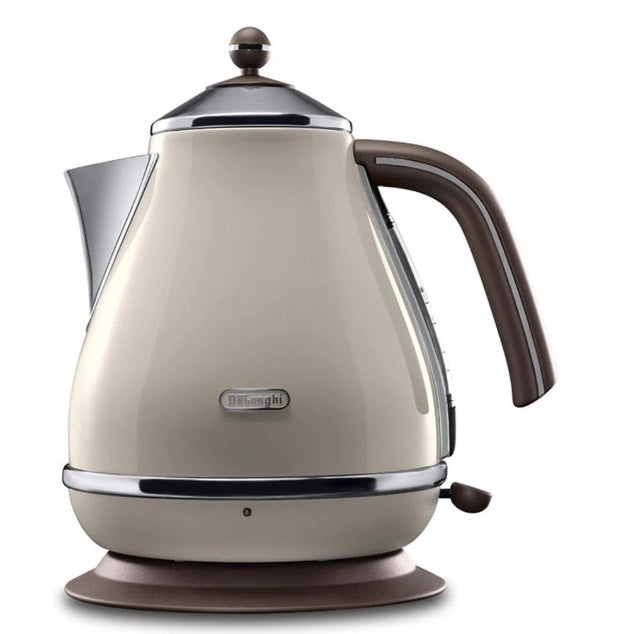 DeLonghi KBOV2001 1.7L Icona Vintage Electric Kettle - Retro Style Stainless Steel Water Boiler for Tea, Coffee & Kitchen Use