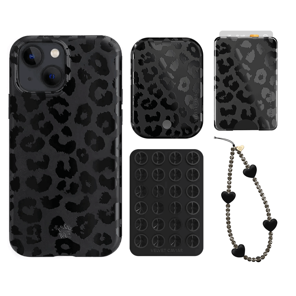 Black Leopard Print iPhone Case with Wallet Holder - Stylish & Functional Phone Accessory for Women & Men | Perfect for Everyday Use, Travel & Shopping