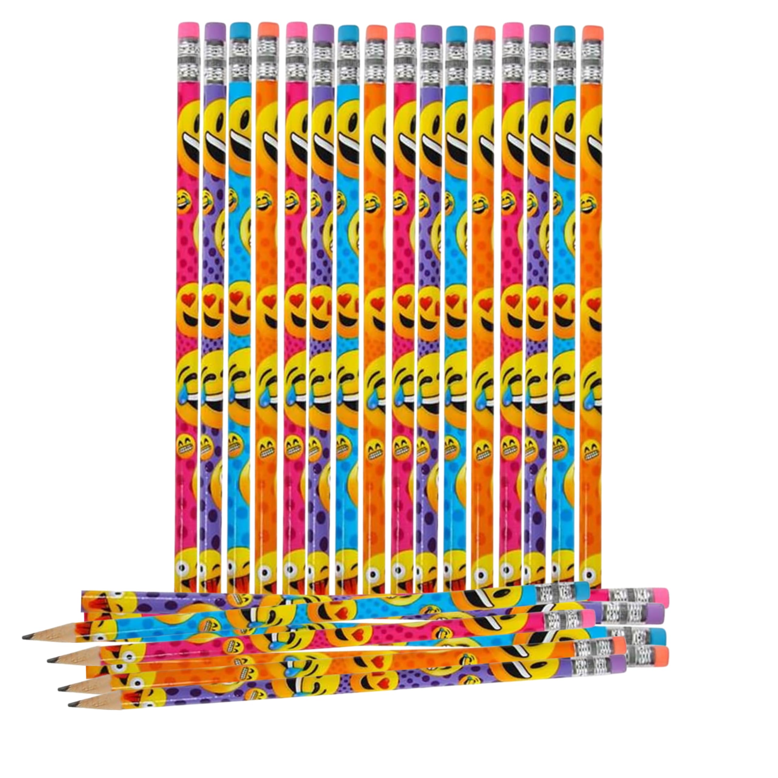 Forest & Twelfth Emoticon Pencils - 24-Pack Funny Face School Supplies for Kids, Perfect as Classroom Rewards, Party Favors & Game Prizes - Great for Back to School, Birthday Gifts & Creative Learning Activities