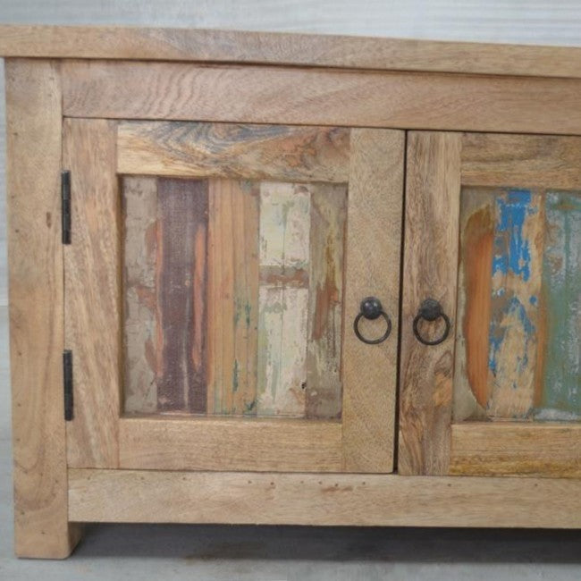 Reclaimed Mango Wood XXL Entertainment TV Stand 210cm - Rustic TV Console for Living Room, Home Theater & Media Storage