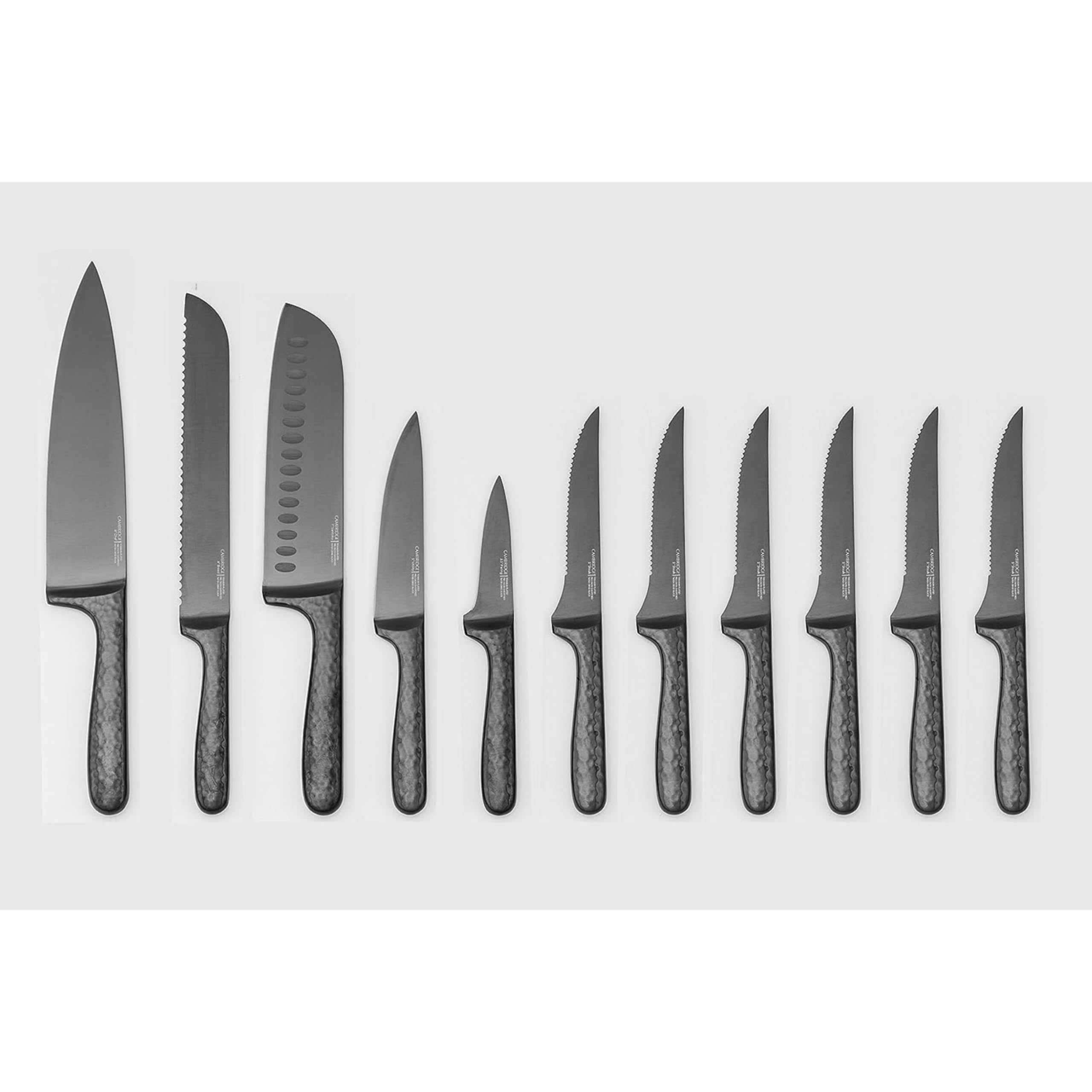 Cambridge Silversmiths Nero 12-Piece Stainless Steel Cutlery Set with Knife Block - Elegant Flatware for Dinner Parties, Holiday Meals & Formal Dining
