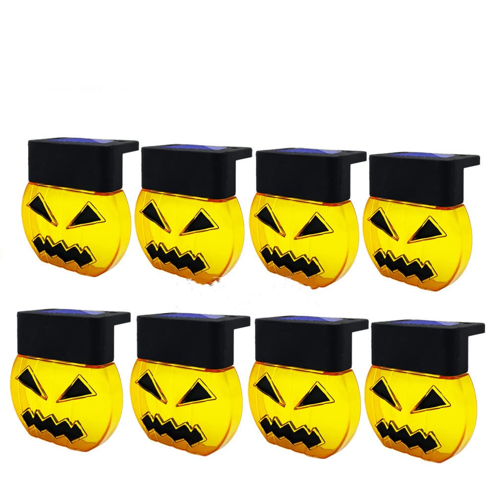 Solar Powered Halloween Deck Lights - Waterproof Outdoor LED Pumpkin Lights for Garden, Fence, Steps, Yard, Patio & Pathway Decor - Perfect for Spooky Backyard & Staircase Lighting