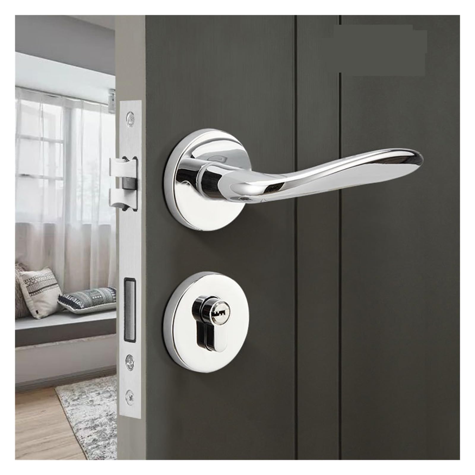 **Magnetic Silent Door Lock - Zinc Alloy Handle for Home & Bedroom - Split Lock Design for Solid Wood Doors (Size A01-18) - Perfect for Privacy & Noise Reduction**