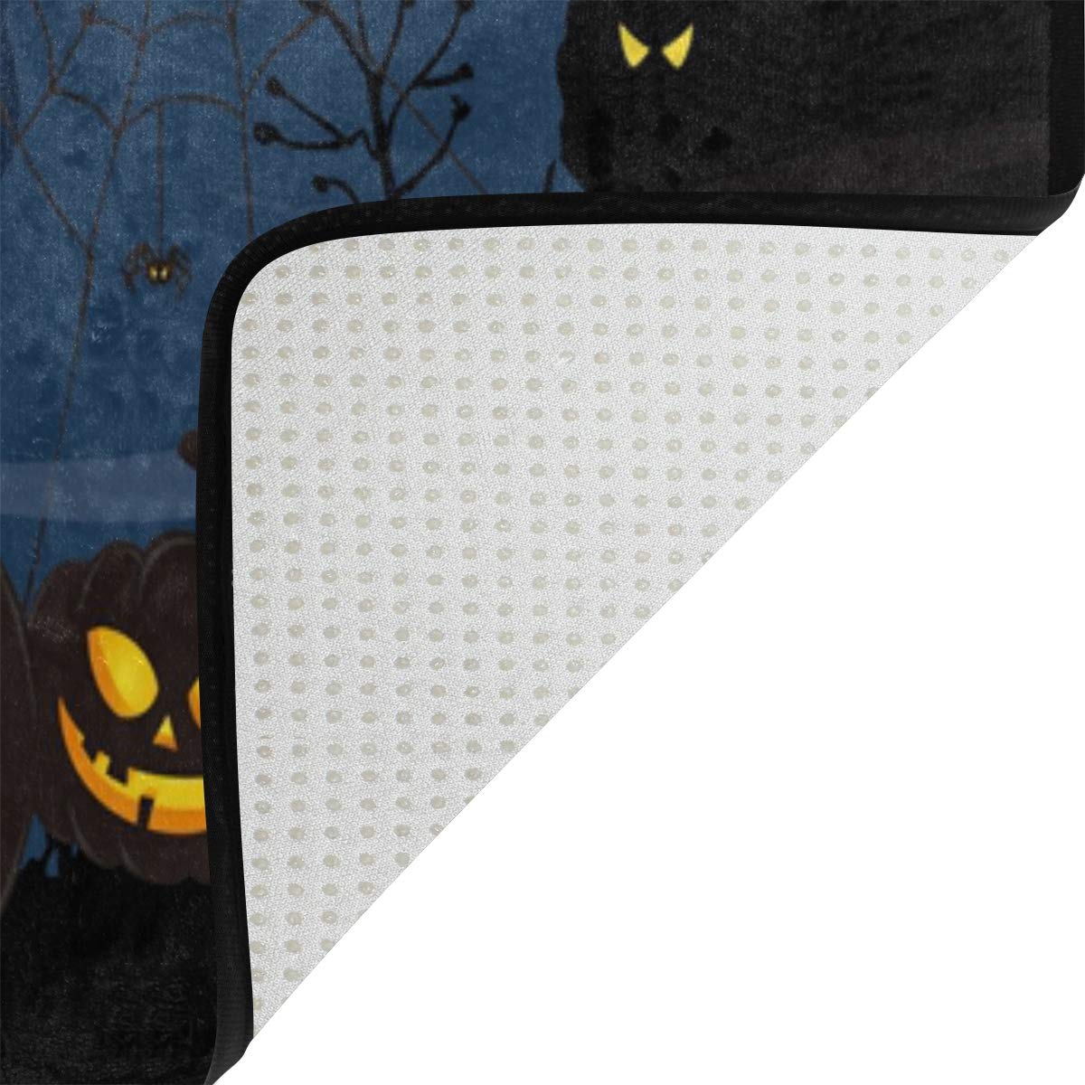 ALAZA Happy Halloween Pumpkin Witch Bat Moon Night Area Rug - 7' x 5' Non-Slip Halloween Decor Rug for Living Room, Bedroom, Dorm - Perfect for Fall Decor, Spooky Party & Seasonal Home Decor