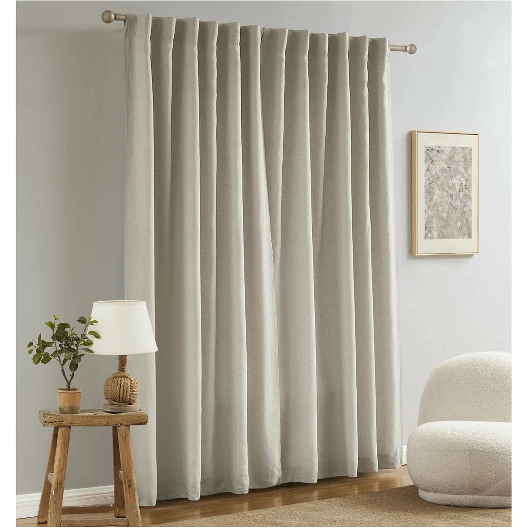 Zaab Amelie Room Darkening Concealed Tab Curtain - STONEWASH Blackout Window Treatment for Bedroom & Living Room