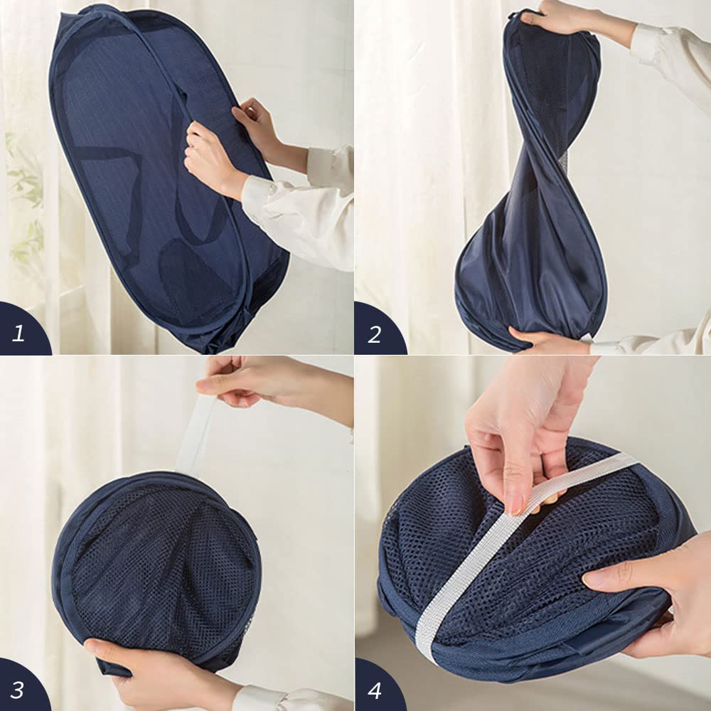 4-Pack Foldable Mesh Pop-Up Laundry Hamper with Durable Handles - Collapsible Clothes Basket for Home, Dorm & Travel - Perfect for Laundry Organization & Storage