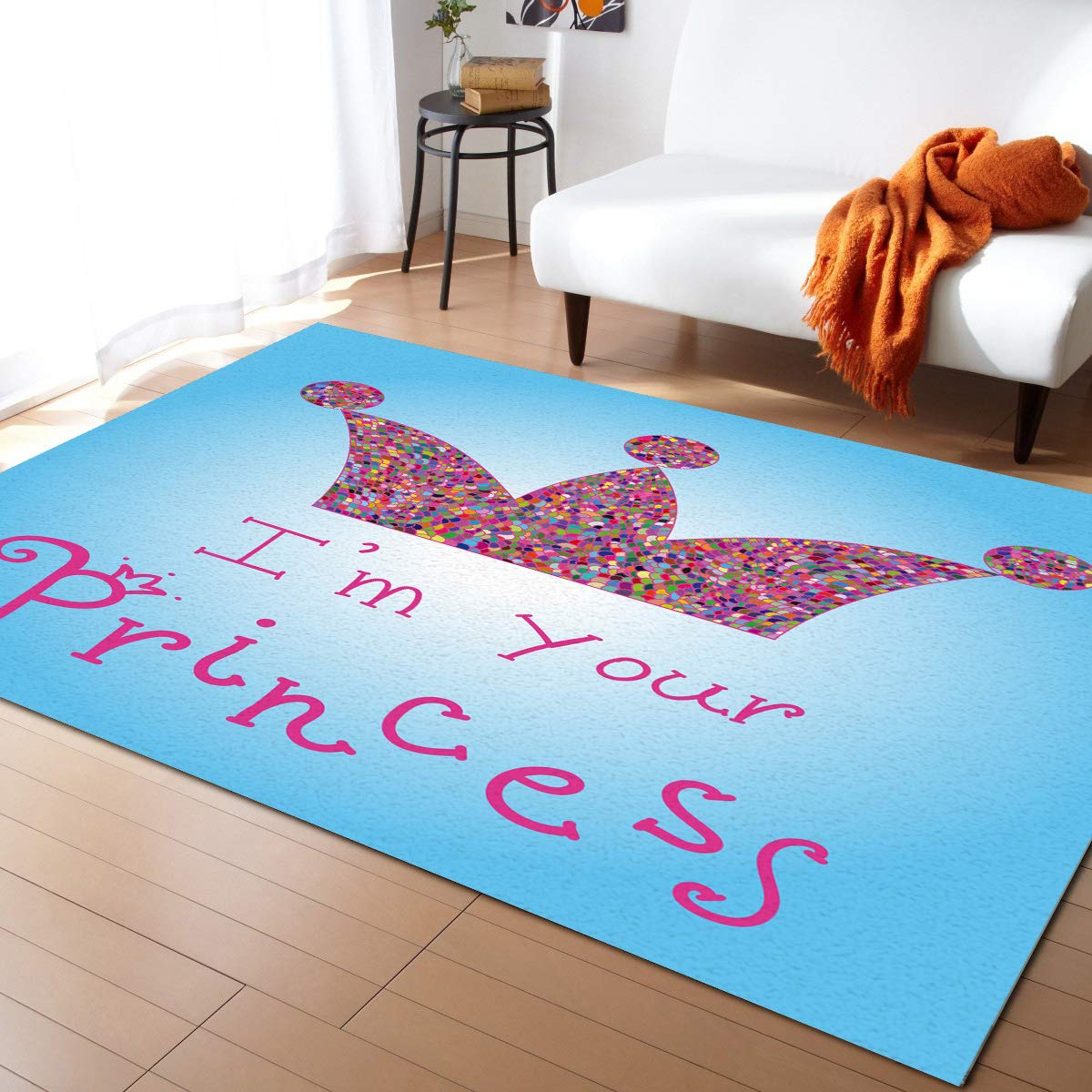 2'x3' Rectangle Area Rug - 'I'm Your Princess' with Beautiful Crown Design, Soft Floor Mat for Entryway, Front Porch, Kitchen, Laundry, Bathroom & Bedroom - Perfect for Kids' Rooms, Nursery Decor and Princess-Themed Bedrooms