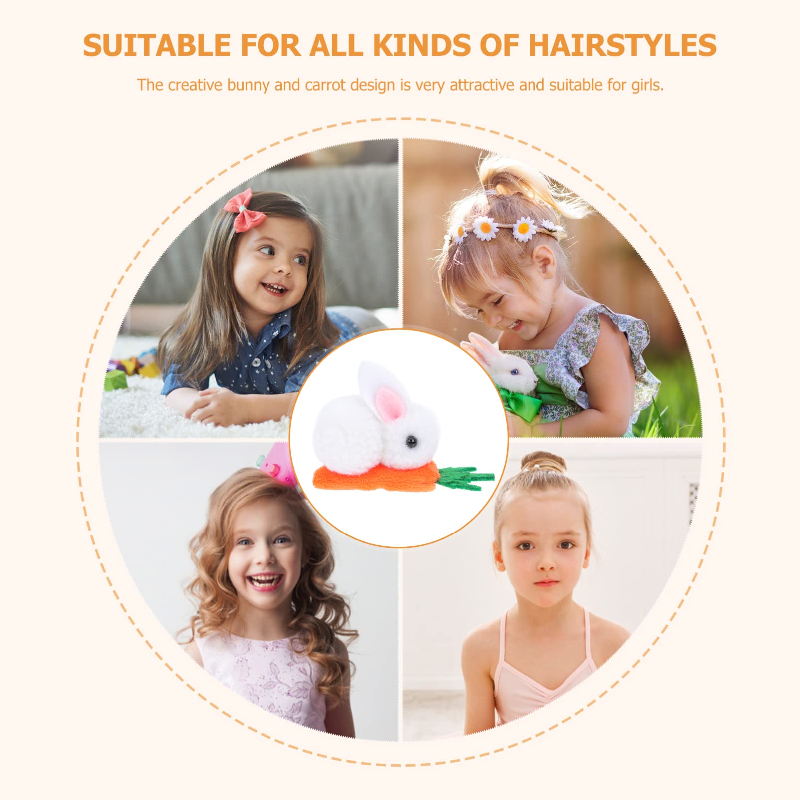 KALLORY 4pcs Bunny Hair Clips for Girls - Cute Carrot Hair Barrettes, Non-Slip Hair Claw Clips, Easter Hair Accessories for Kids (Red) | Perfect for Easter Outfits, Spring Fashion, and Party Hair Decorations