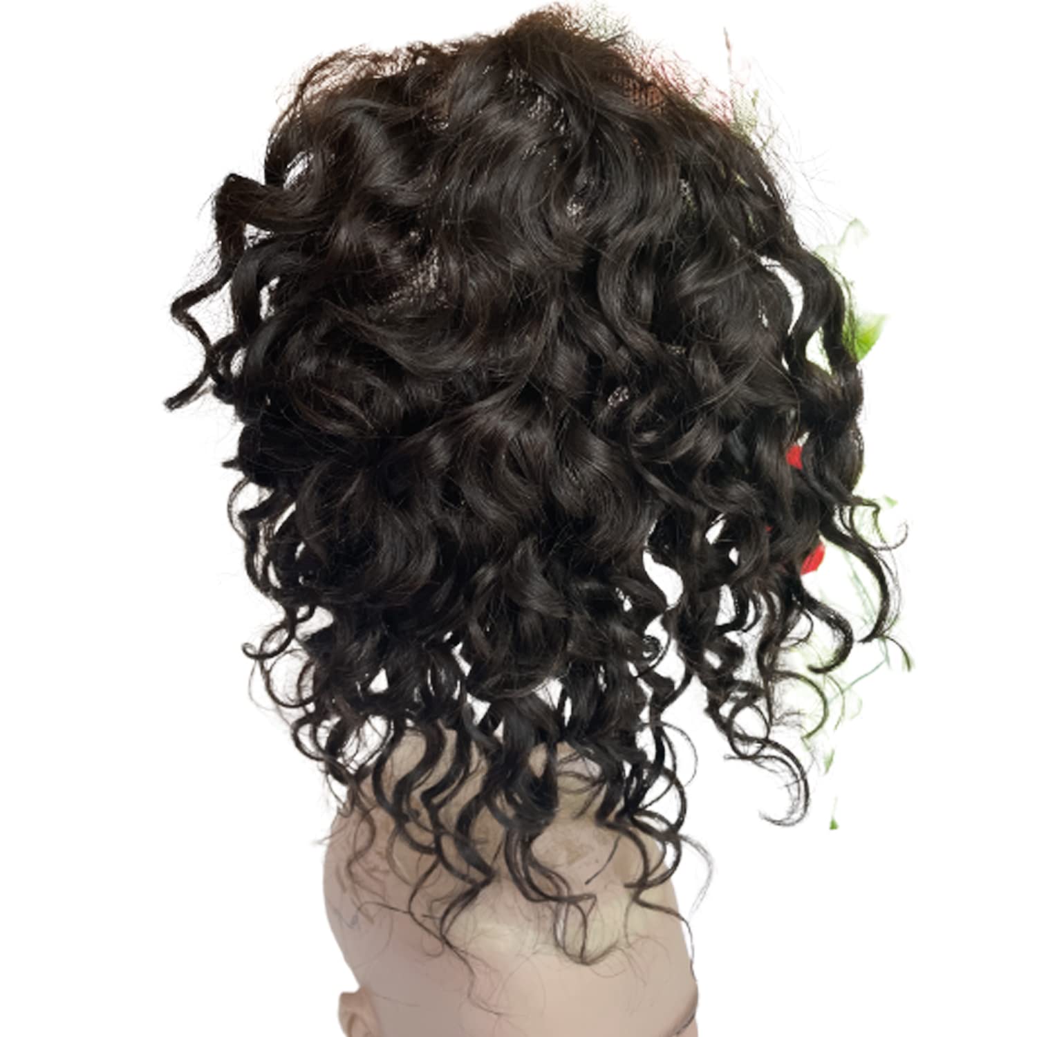100% European Virgin Human Hair Toupee for Men - 8 Inch Curly Hair Replacement System with Swiss Lace & PU Base (4.33x6.69 Inch, Natural Black) - Perfect for Daily Wear, Special Occasions & Hair Loss Solutions