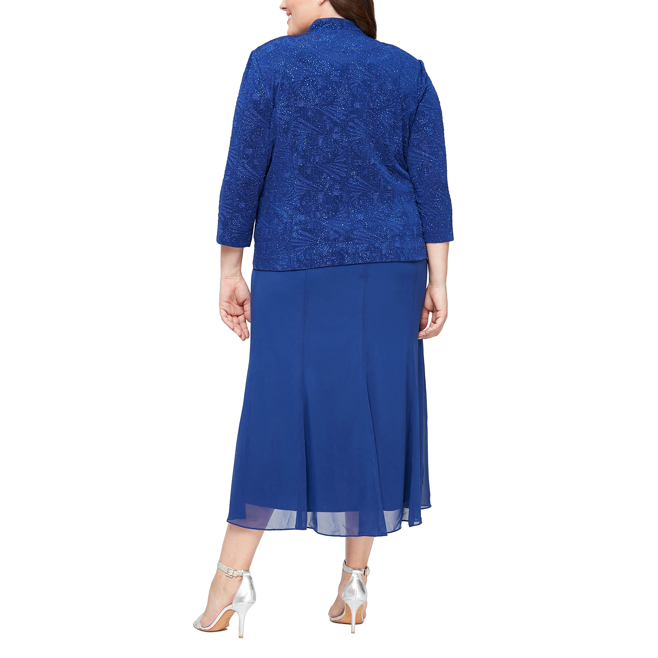 Alex Evenings Women's Plus Size Tea-Length Mother of The Bride Jacket Dress for Weddings, Formal Events & Special Occasions - Elegant Wedding Guest Outfit for Bridal Party, Cocktail Parties & Evening Celebrations