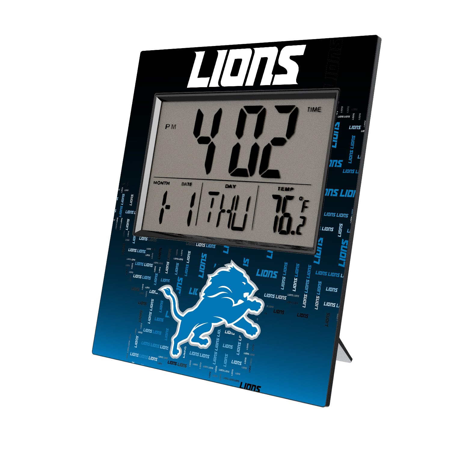 Detroit Lions NFL Team Digital Alarm Clock with LED Display - Perfect for Office Desk, Home Decor, and Gifts for Football Fans