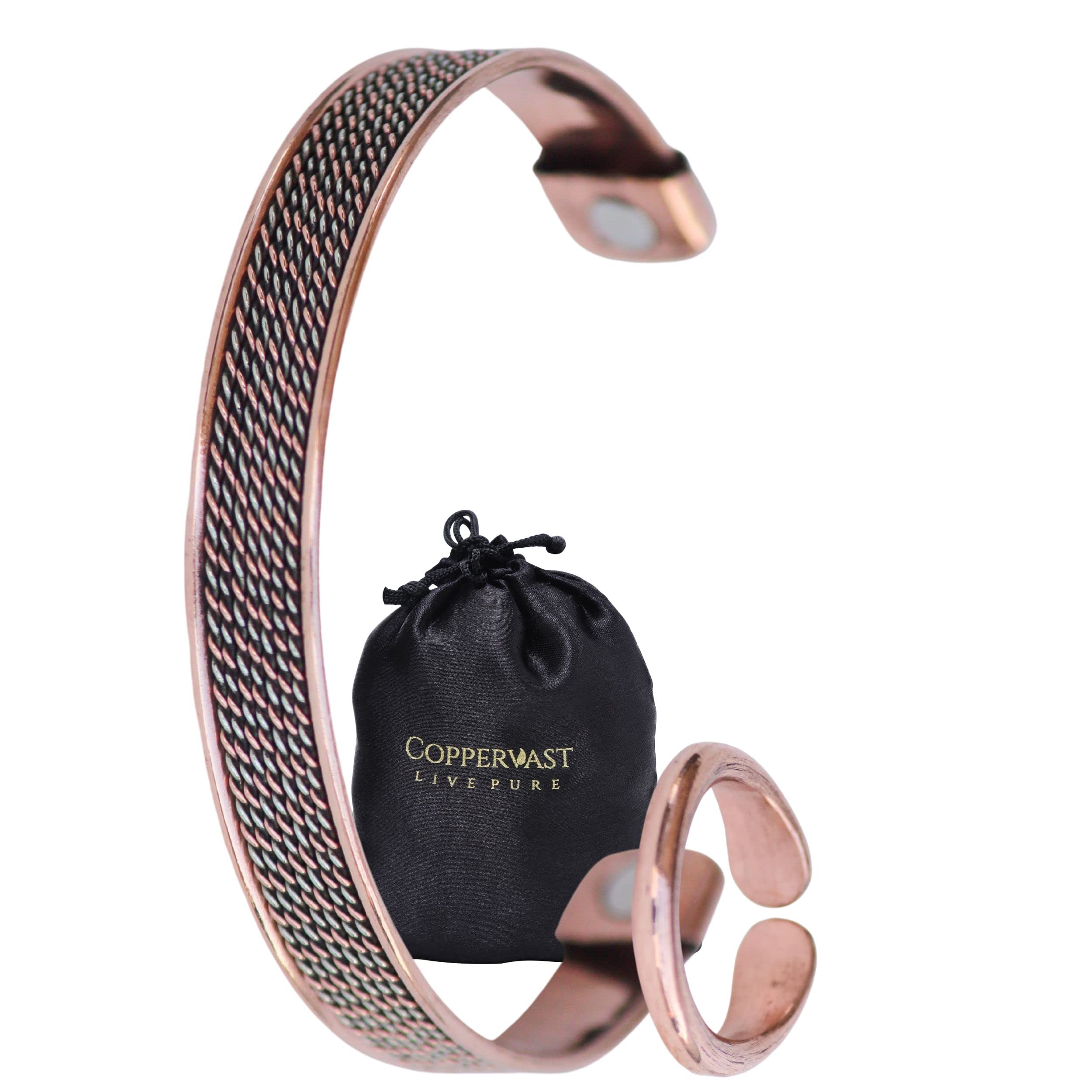 Handmade 100% Copper Adjustable Bracelet & Ring Set - Perfect Unisex Gift for Men & Women | Ideal for Arthritis Relief, Fashion Accessory & Wellness Jewelry