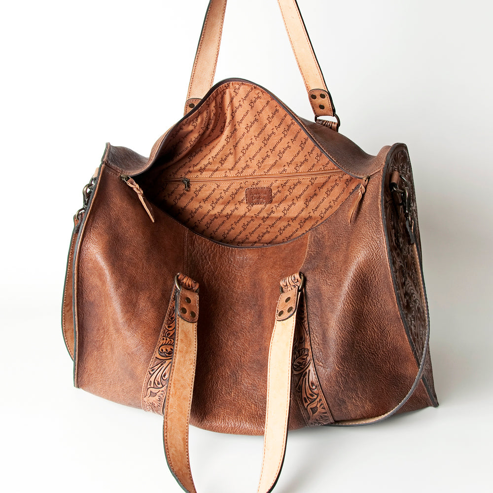 **Genuine Leather Women's Duffel Bag - American Darling ADBG724 Western Style Handbag Purse for Travel, Gym & Everyday Use**