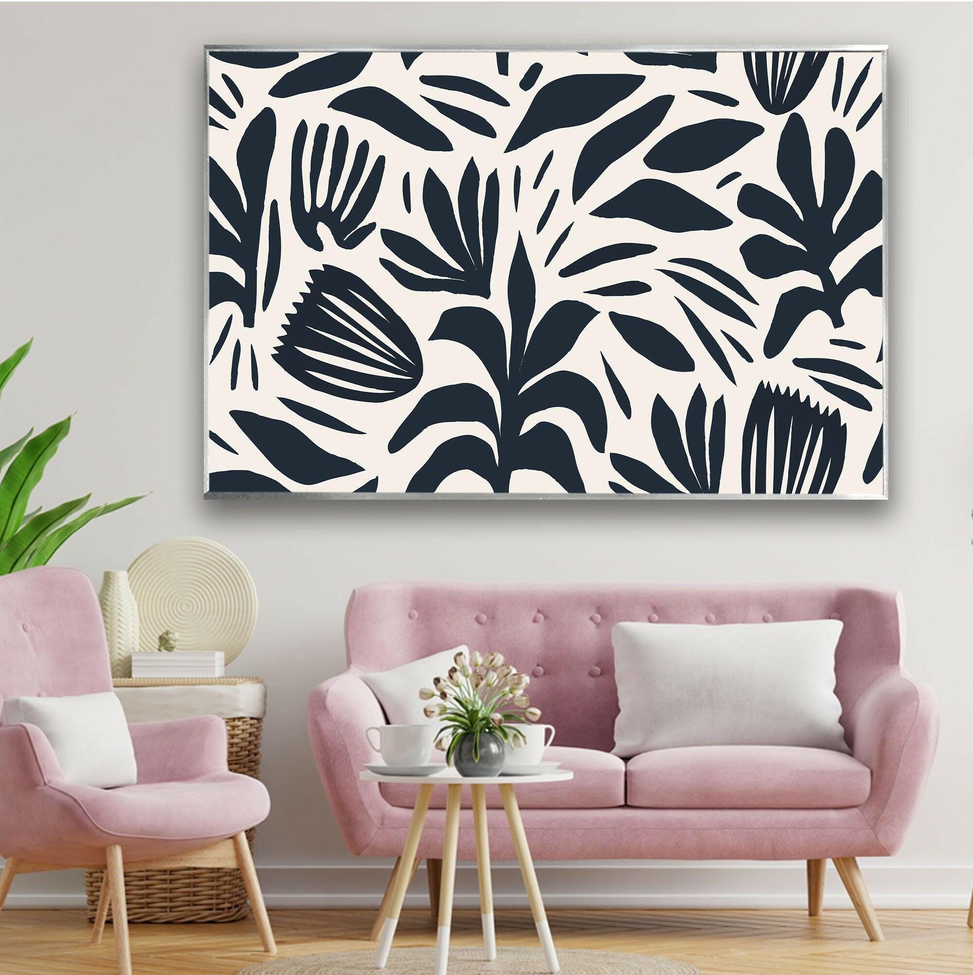 Abstract Shape Leaf and Flower Glass Wall Art - Modern Botanical Decor for Living Room, Bedroom, or Office - Elegant Handmade Glass Artwork for Home & Interior Design