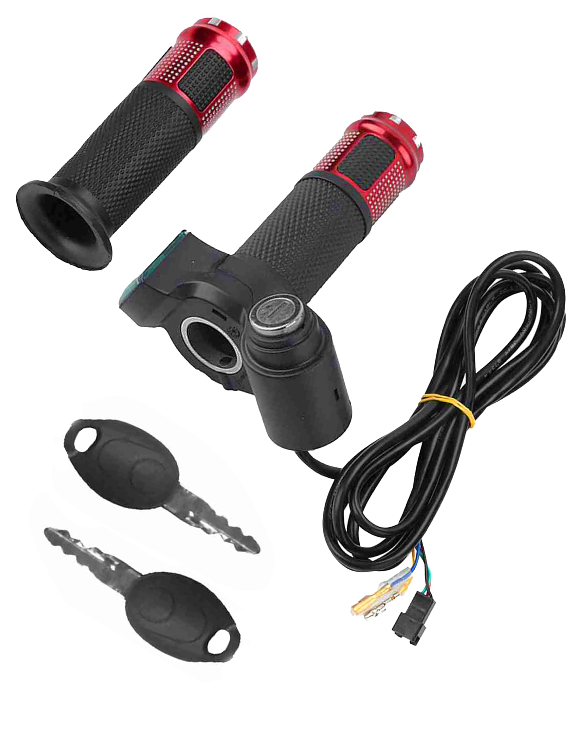 22mm Electric Bike Throttle Grips with LED Display - Full Throttle Handlebar Grips for Mini Bikes - Includes Key Knock & Long Cable (Pair) - Perfect for Commuting, Off-Roading & Urban Riding