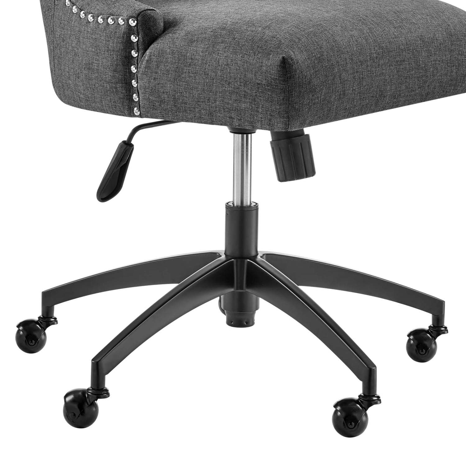 Modway Empower Ergonomic Office Chair with Channel Tufted Fabric - Black & Gray - Comfortable Desk Chair for Home Office, Gaming & Workspace