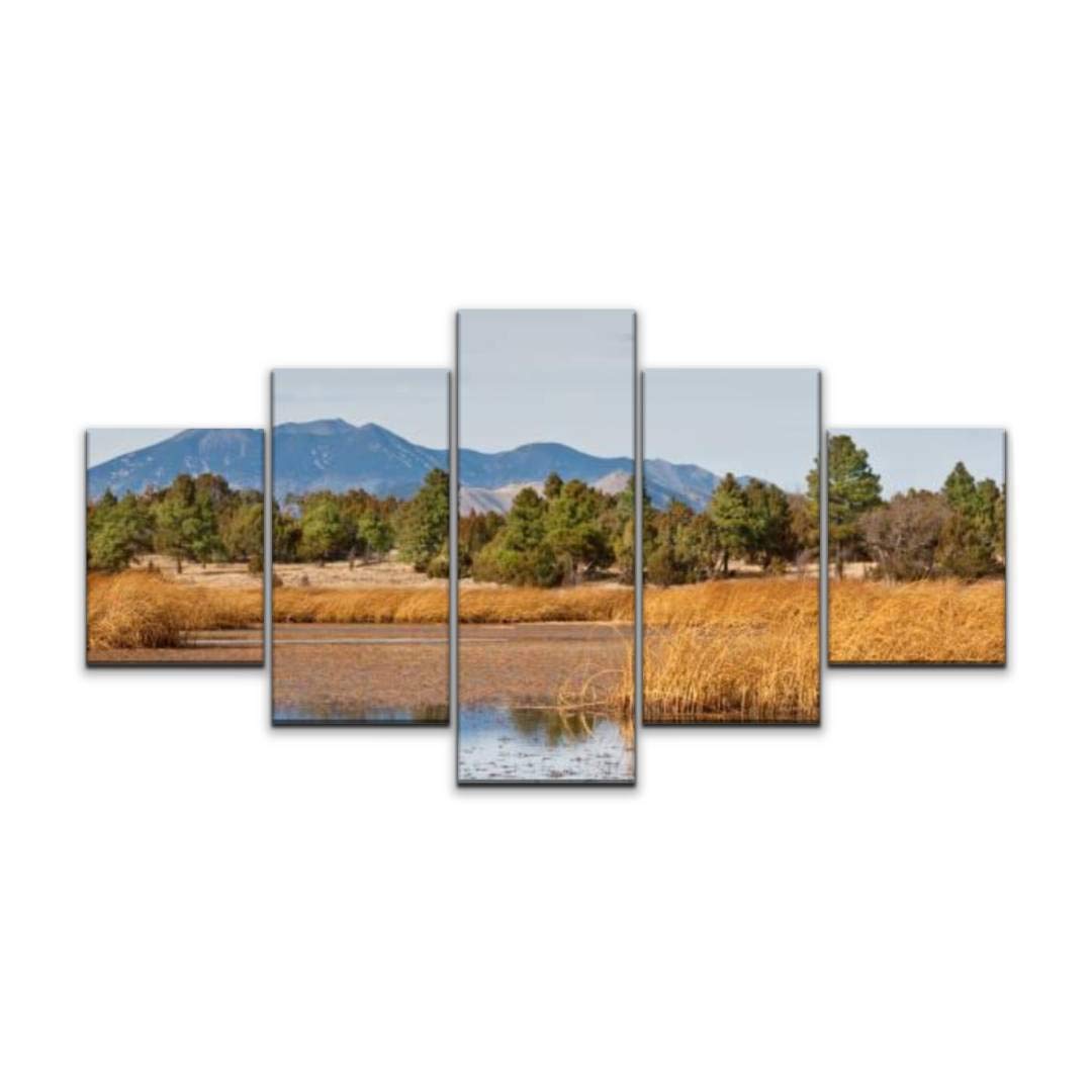 Skipvelo 5-Panel Wall Art Canvas Prints - Prime Lake & San Francisco Peaks Arizona Landscape Paintings, Framed Wall Decor Ready to Hang | Perfect for Living Room, Bedroom & Office Decor