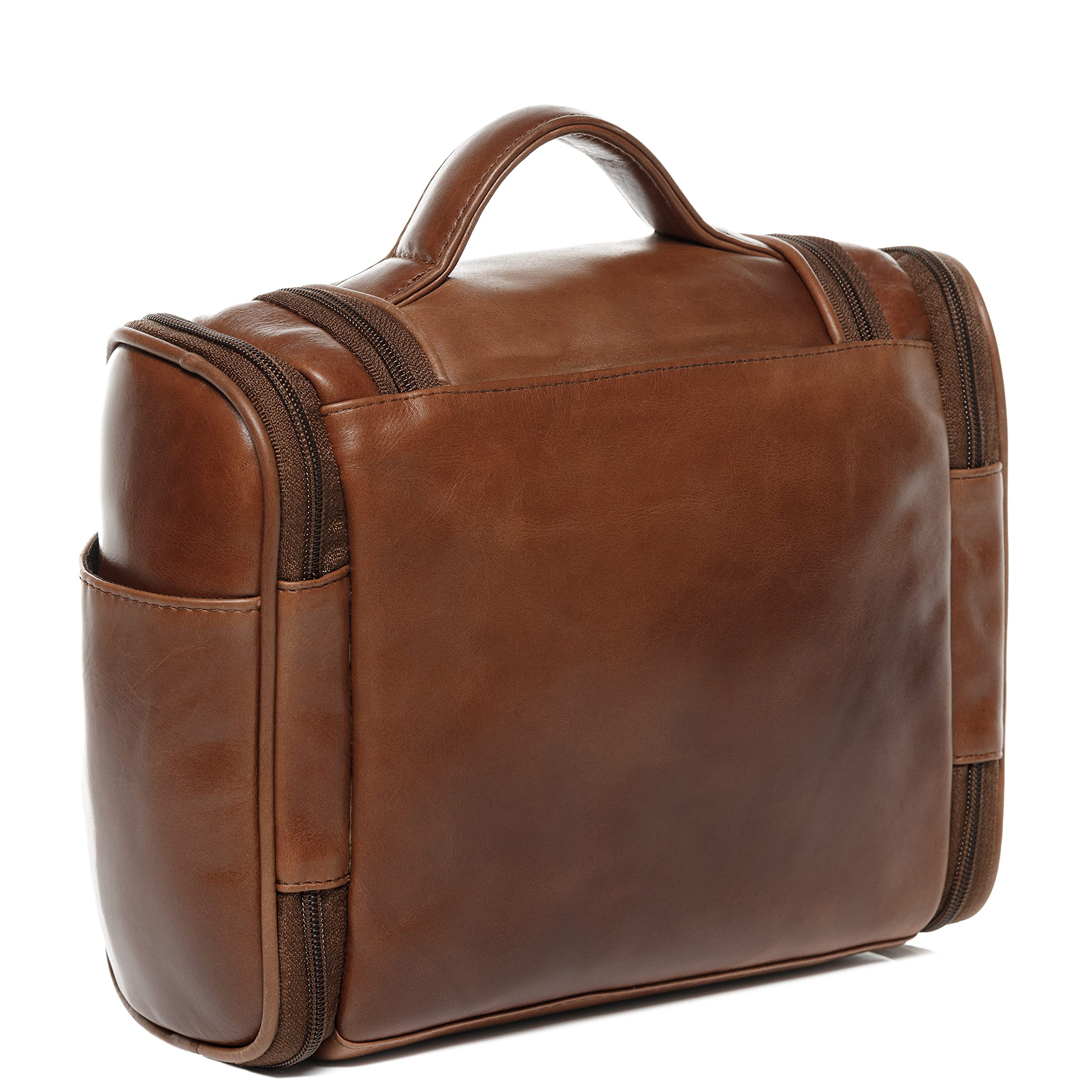Premium Real Leather Toiletry Bag for Men & Women - SID & VAIN Dexter Large Travel Overnight Wash Gym Shaving Bag (Unisex, Brown) - Perfect for Travel, Gym, Camping & Daily Use