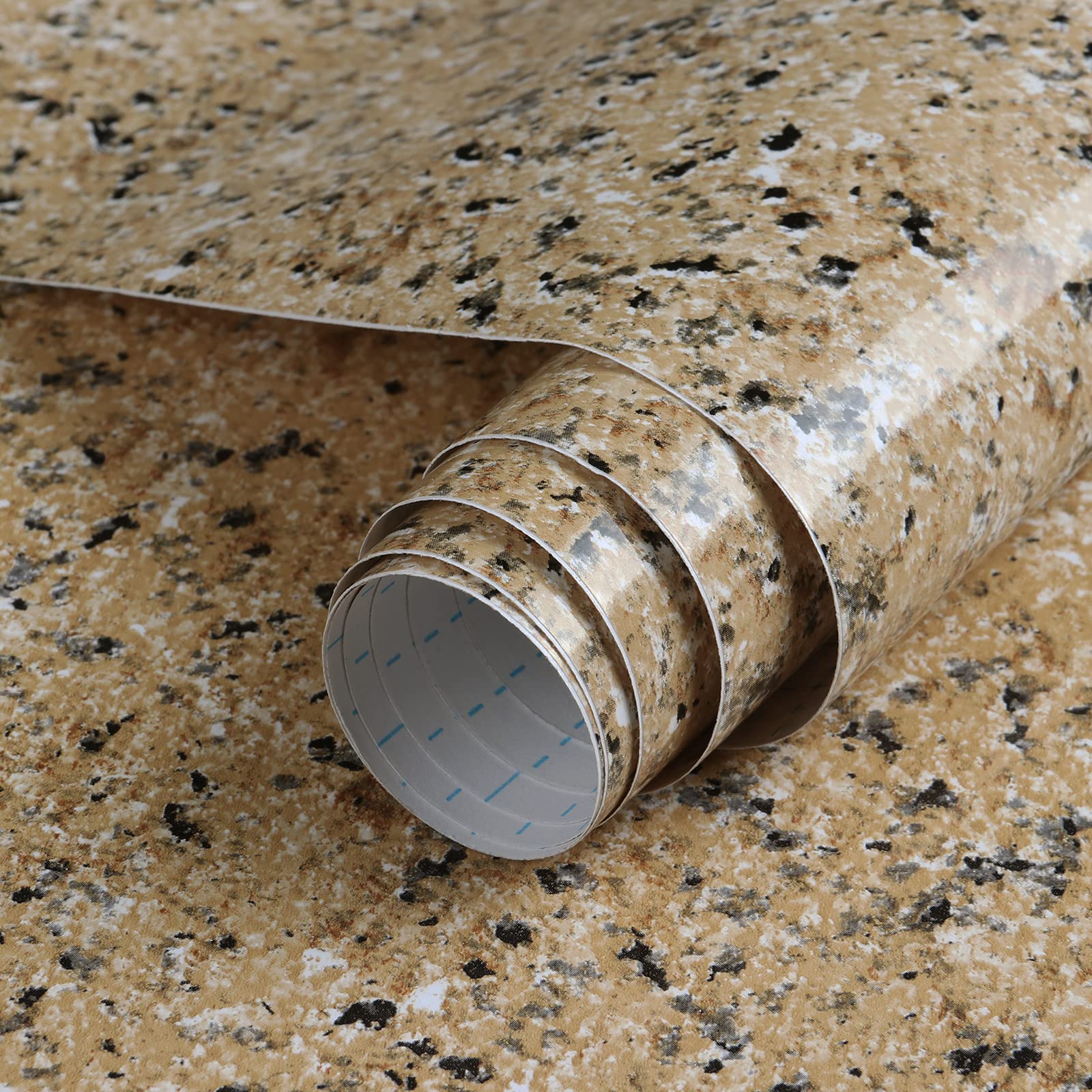 GloryTik Brown Marble Contact Paper - 17.7''x118'' Self Adhesive Peel & Stick Wallpaper | Granite Look Glossy Vinyl Film | Thick Waterproof for Kitchen Countertops, Bathroom, Cabinets & Furniture Decor | Easy DIY Home Improvement & Renovation