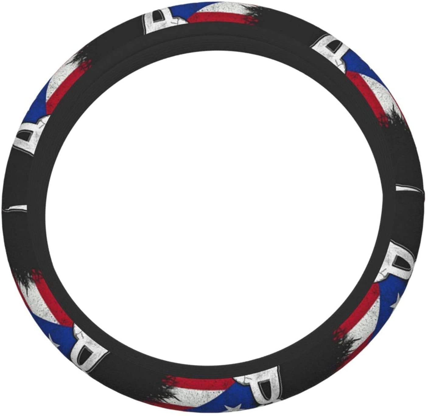 **Hangoo Puerto Rico Flag Steering Wheel Cover - Anti-Slip, Breathable, Sweat Absorption - Universal 15 Inch Car Accessory for Men & Women (Vintage Design) - Perfect for Road Trips, Commuting & Car Enthusiasts**