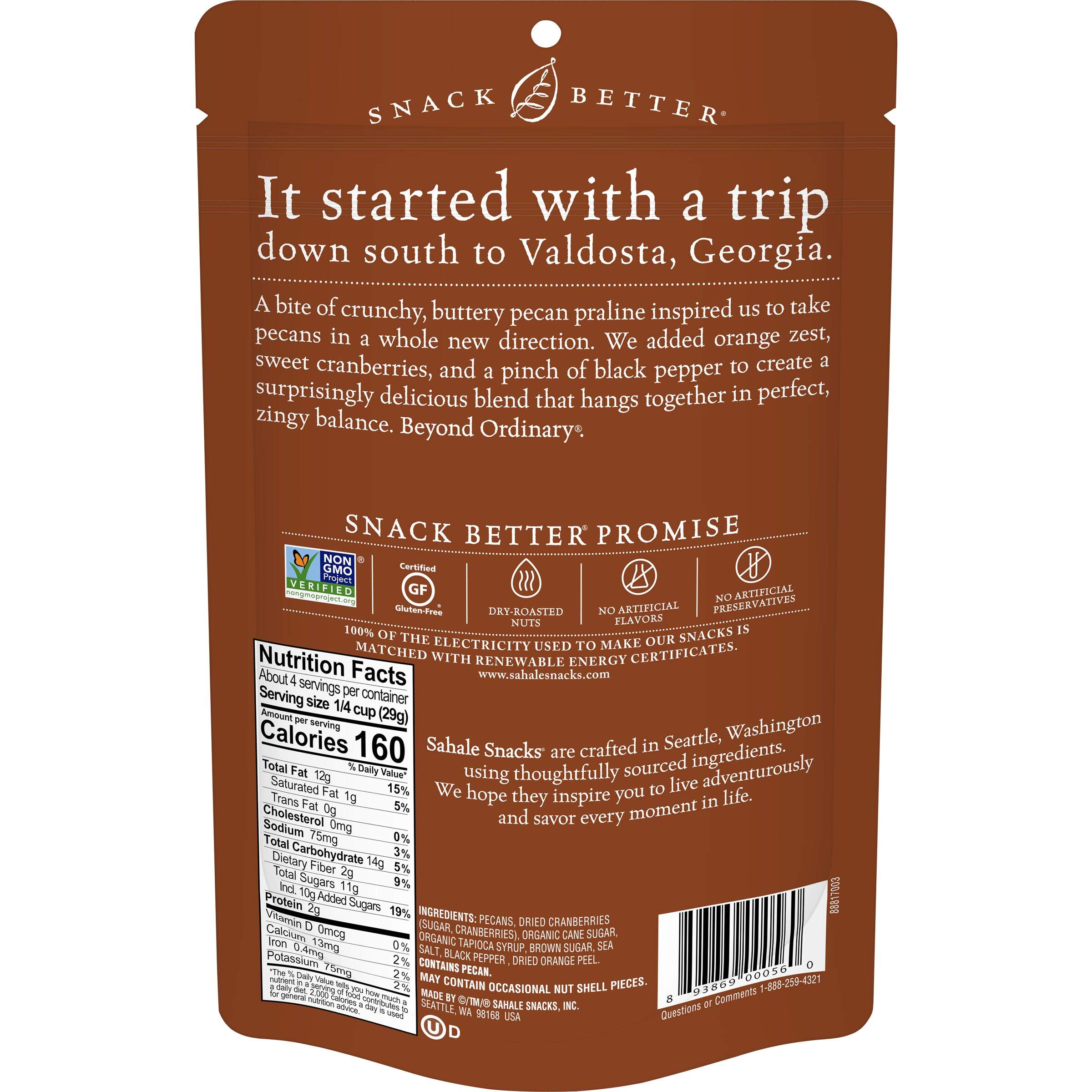 Sahale Snacks Valdosta Pecans - Gluten Free Roasted Pecans with Sea Salt, 4oz Bag | Healthy Snacks for Office, Travel & Hiking | Premium Nut Snack for Gifts & Parties