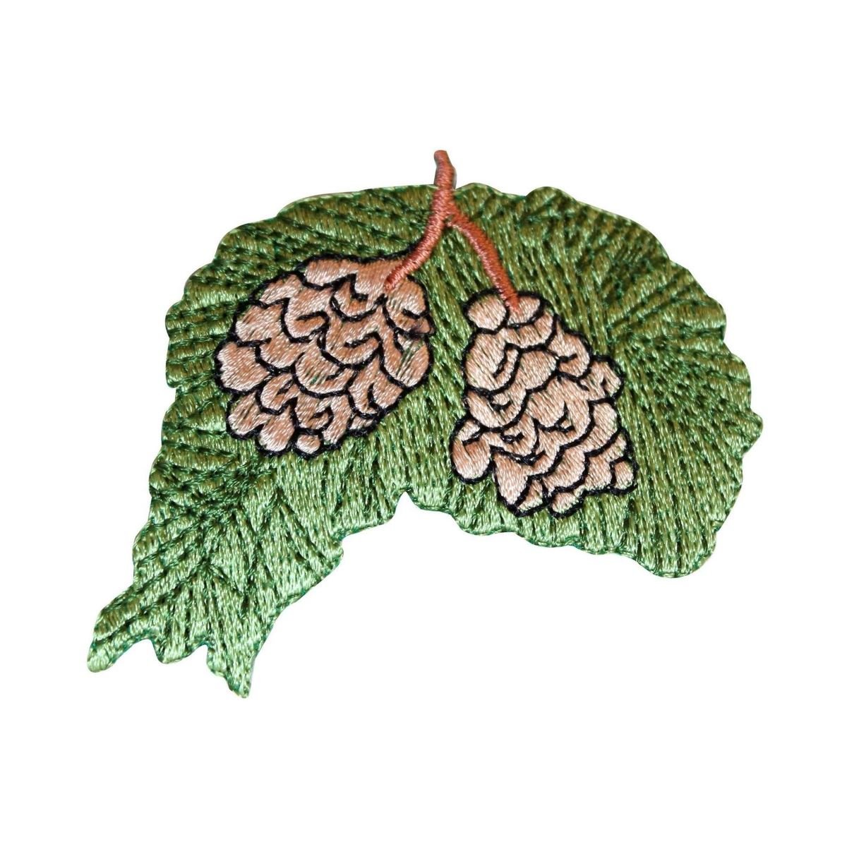 Evergreen Embroidered Iron-On Pinecone Patch - Tree Branch Applique for DIY Crafts, Clothing, and Home Decor