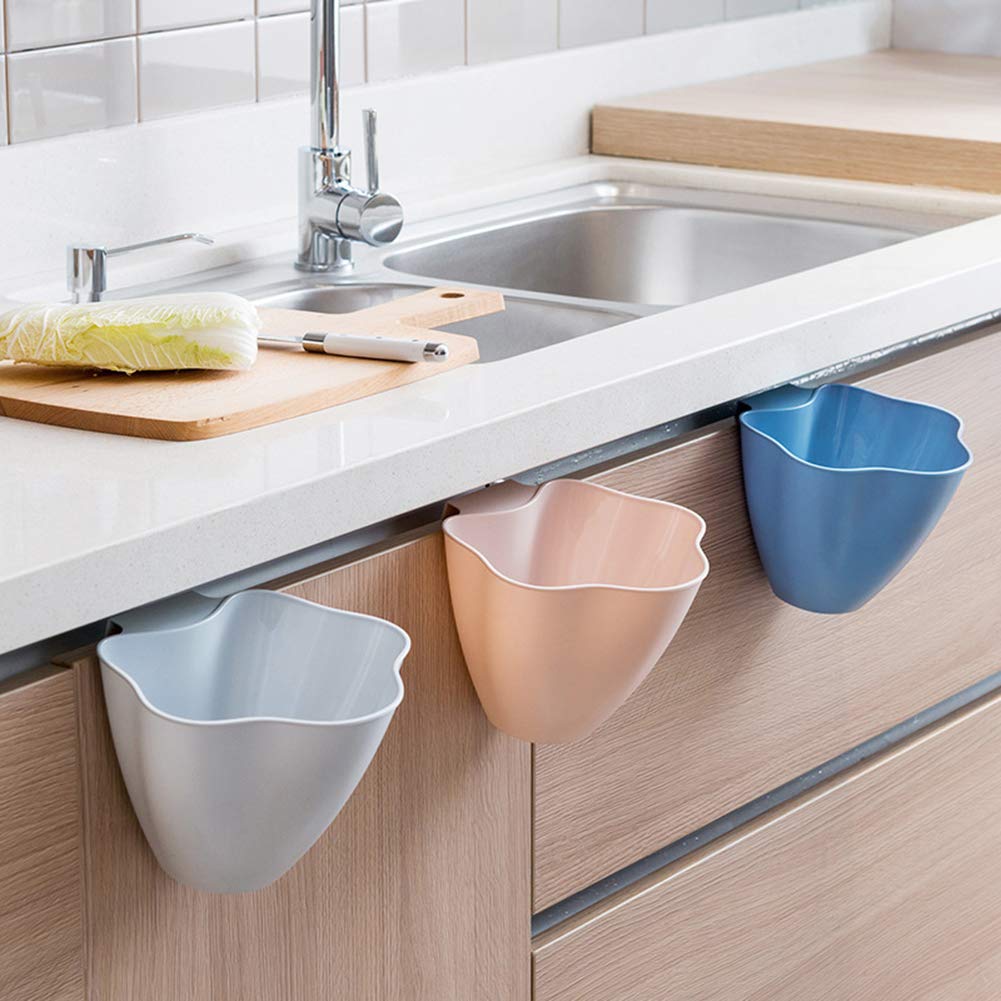 Hanging Trash Bin for Kitchen Cabinet Drawer Door - Mini Wastebasket for Kitchen, Office, Hotel, Restaurant & Cafe - Space-Saving Grey Garbage Can - Perfect for Small Spaces & Organization