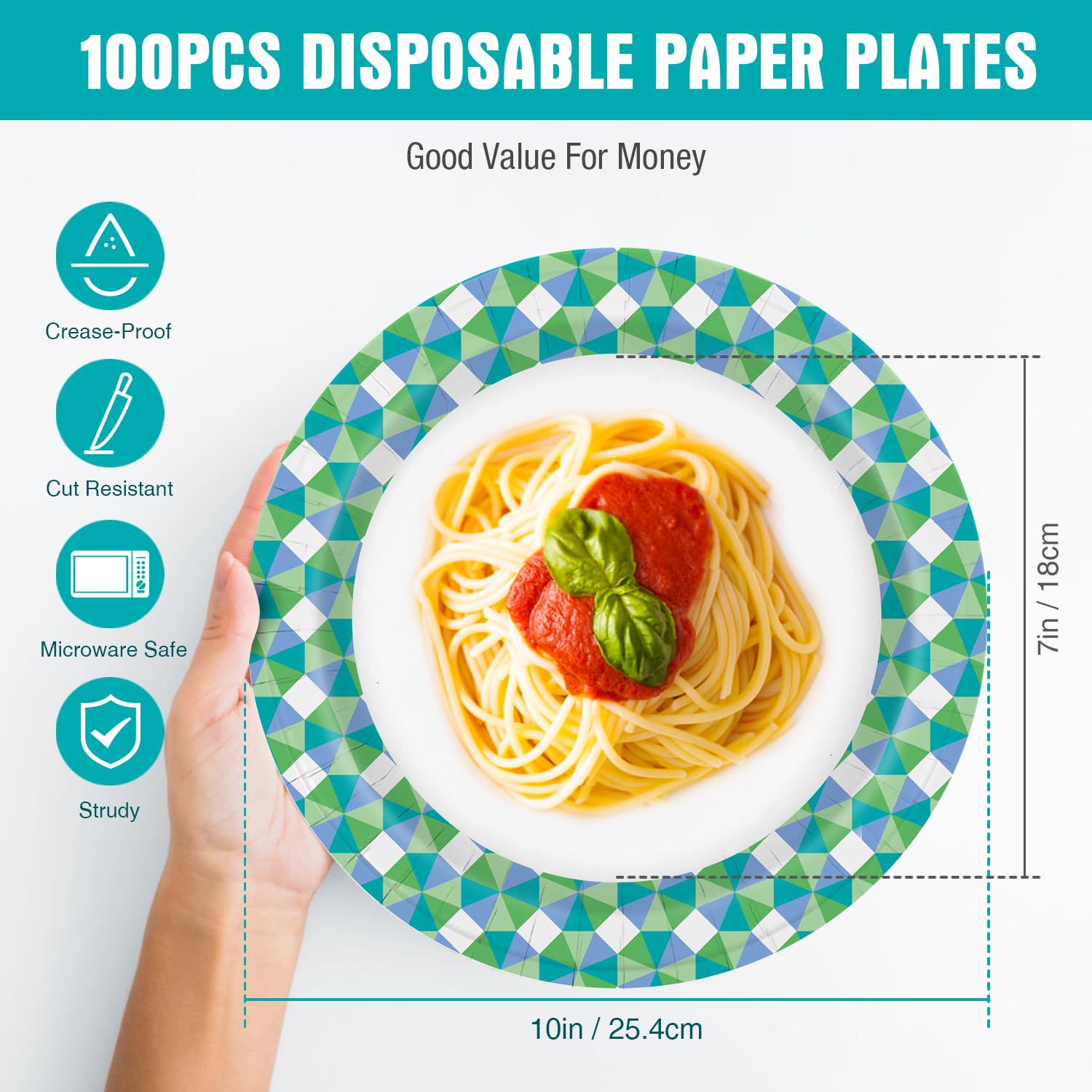 **Charmount 10 Inch Disposable Paper Plates Bulk (100 Pack) – Heavy Duty, Soak Proof & Cut Proof – Eco-Friendly Blue Party Plates for BBQs, Birthdays, Picnics & Everyday Use**
