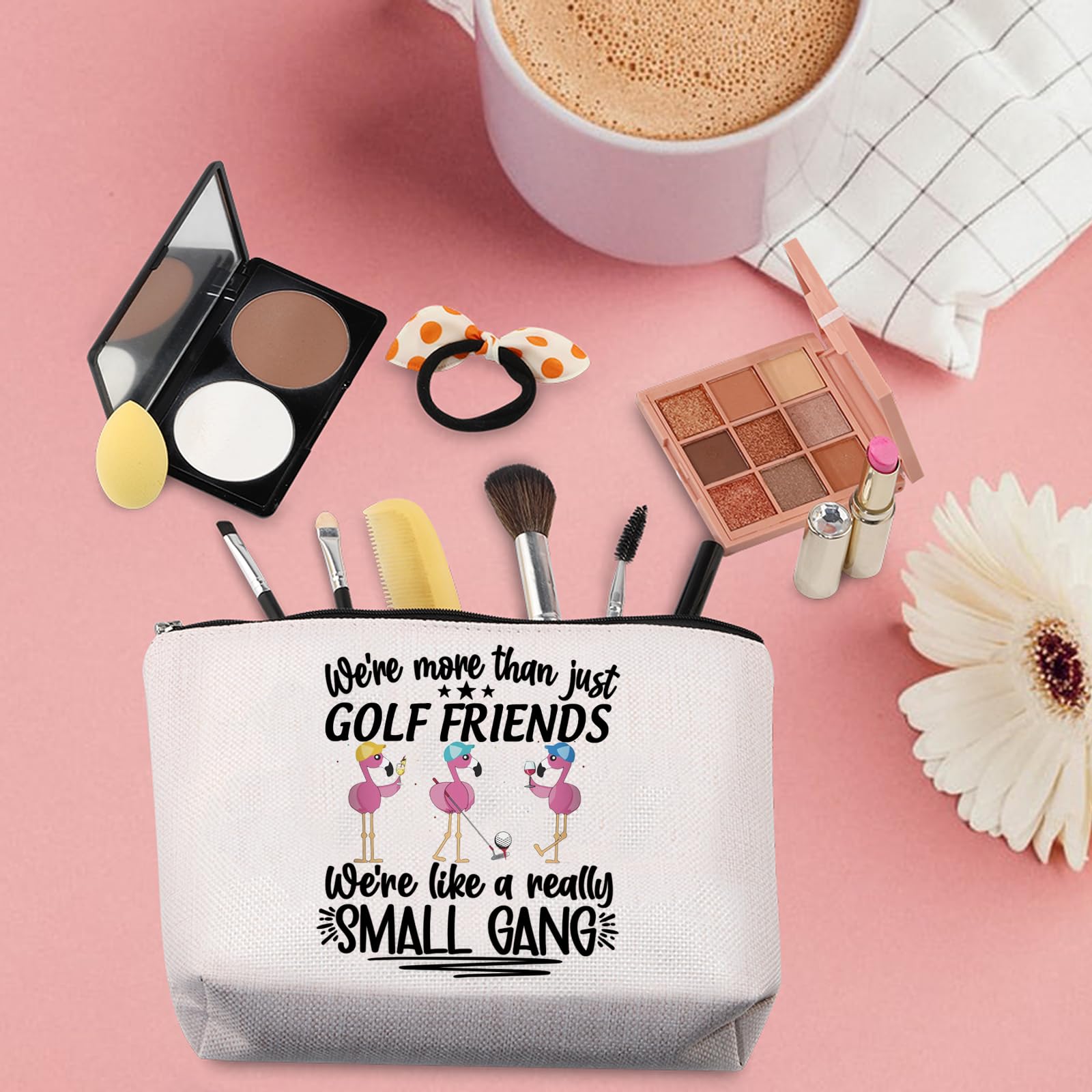 TSOTMO Flamingo Golf Zipper Makeup Bag - Perfect Gift for Golf Players & Lovers - Waterproof Cosmetic Pouch for Golf Course, Travel & Everyday Use