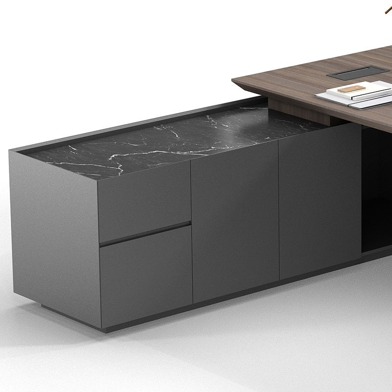 ARMANDO Executive Desk 220cm with Left Return in Hazelnut & Grey - Premium Office Furniture for Home & Business Workspaces