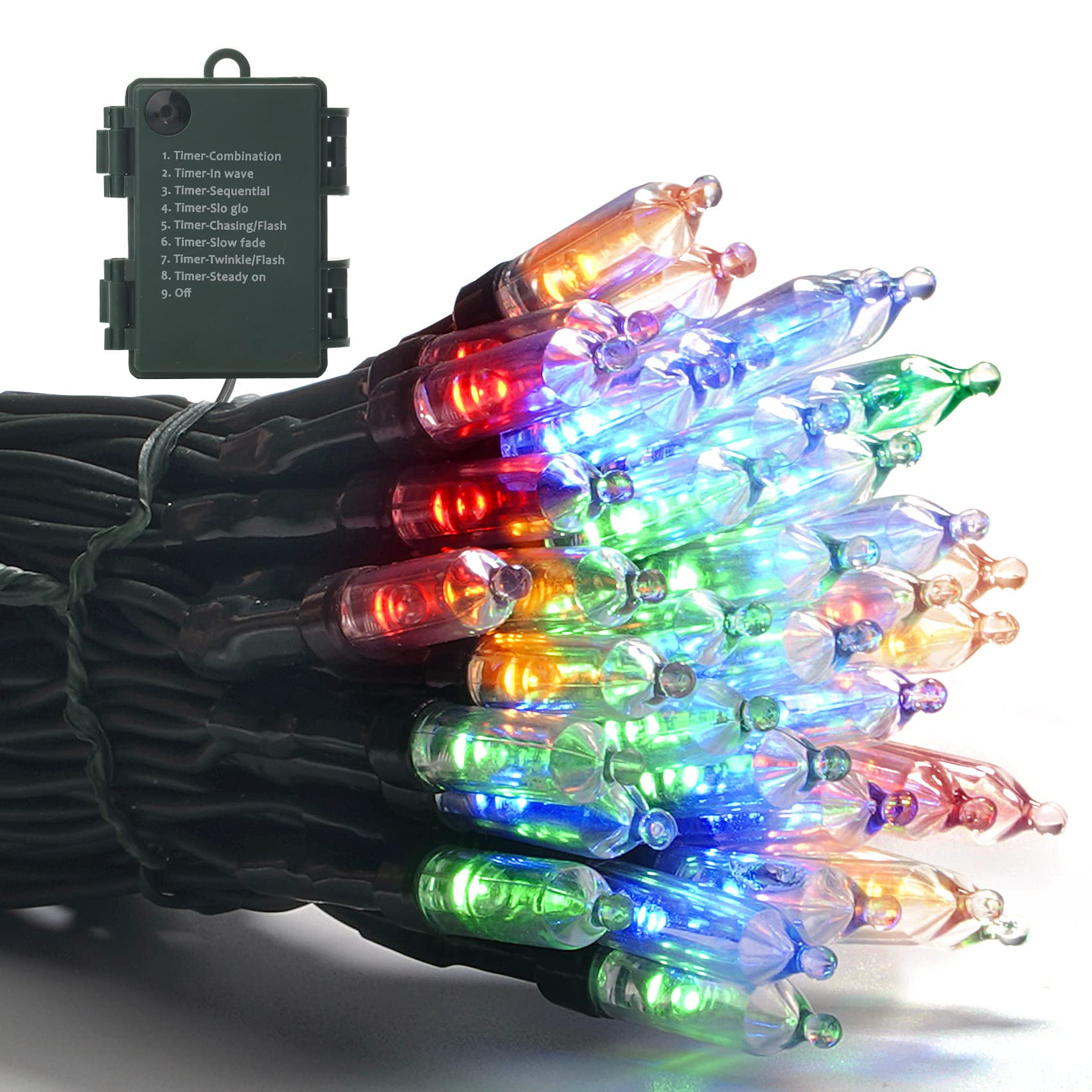 50 LED Battery Operated Christmas Lights - 2 Pack 17ft Waterproof String Lights with Auto Timer & 8 Lighting Modes - Perfect for Bedroom, Home, Garden, Party & Holiday Decorations (Indoor/Outdoor Use)