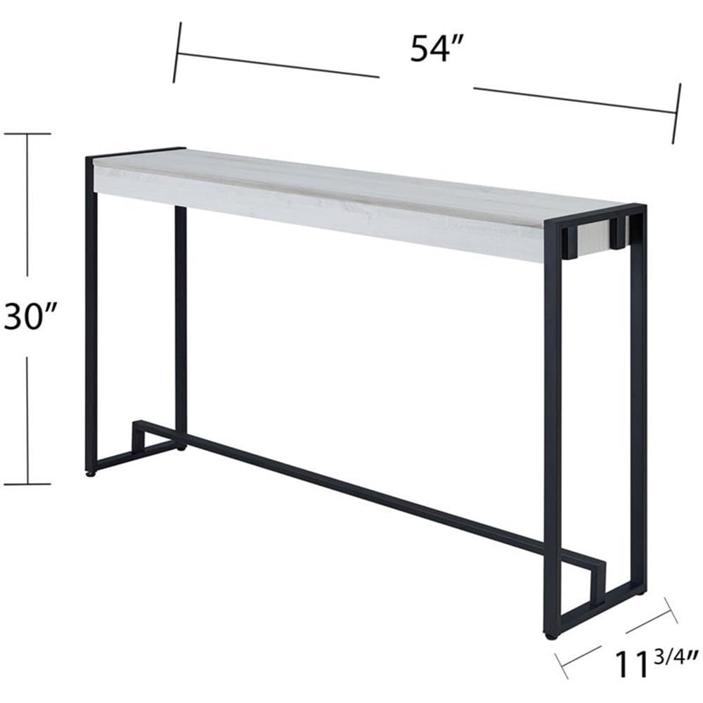 SEI Furniture Macen Wood Top Console Table - Distressed White and Black Finish - Entryway, Hallway, or Living Room Accent Table for Home Decor