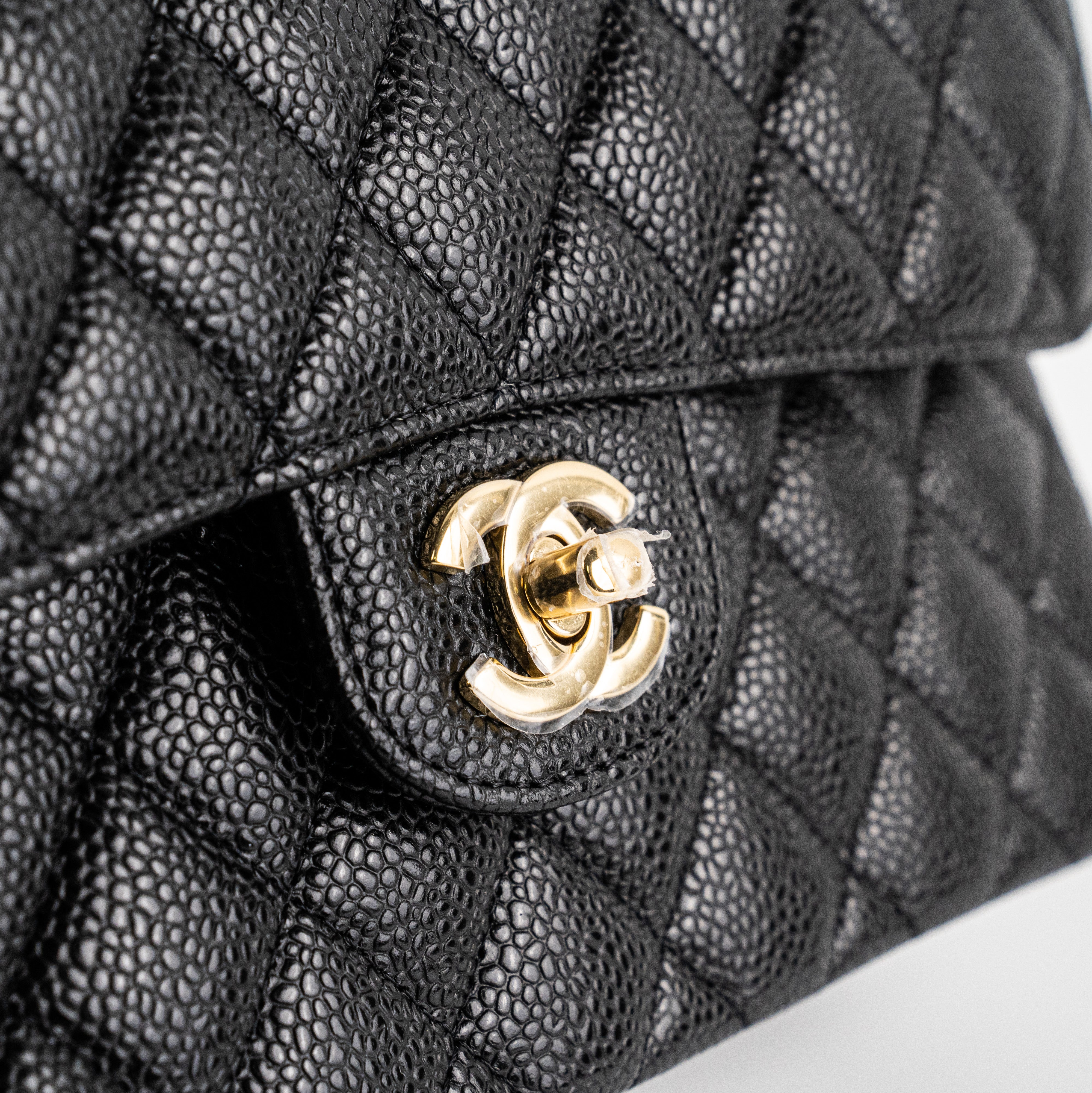 Chanel Caviar Small Double Classic Flap Bag Black with Microchip - Luxury Designer Handbag for Women, Perfect for Parties, Dating and Special Occasions