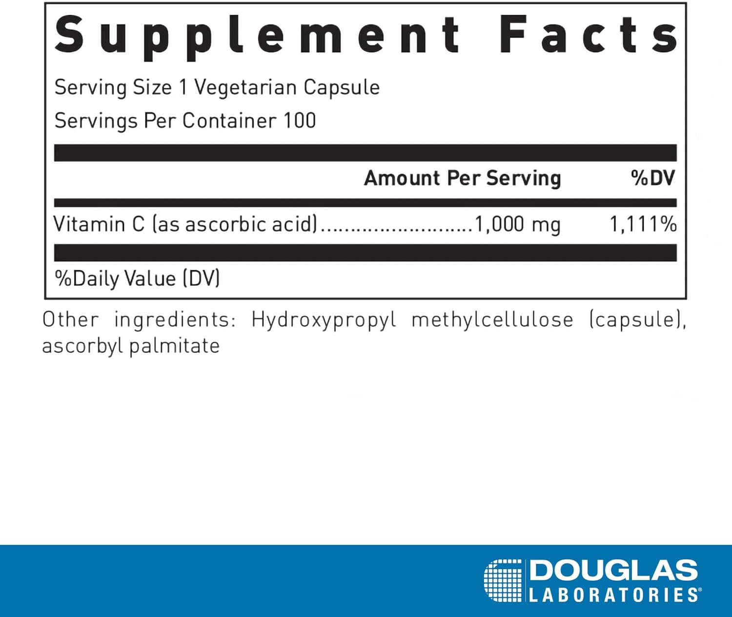 Douglas Labs Vitamin C 1000mg - High Potency Immune Support Supplement for Adults - Boosts Collagen & Antioxidant Defense - Perfect for Daily Wellness & Immune Health