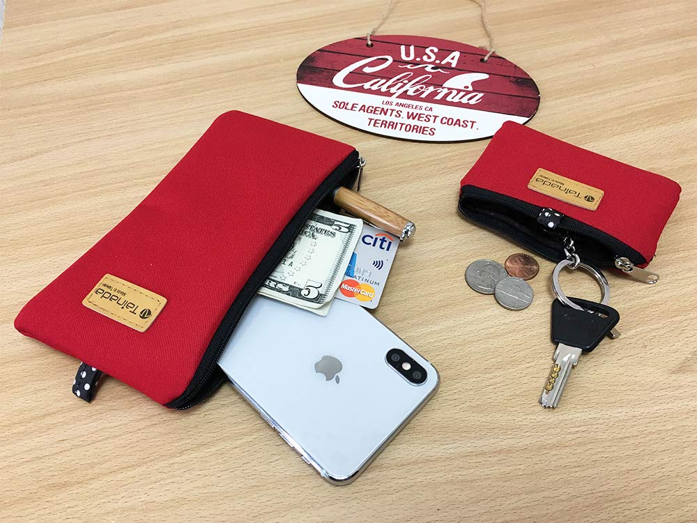Tainada Clear View Phone Purse Pouch with Touch Screen Window & Adjustable Neck Strap - Compatible with iPhone 14/13/12, Samsung Galaxy - ID Card Holder & Coin Pocket (Red) - Perfect for Travel, Shopping, Concerts & Hands-Free Convenience