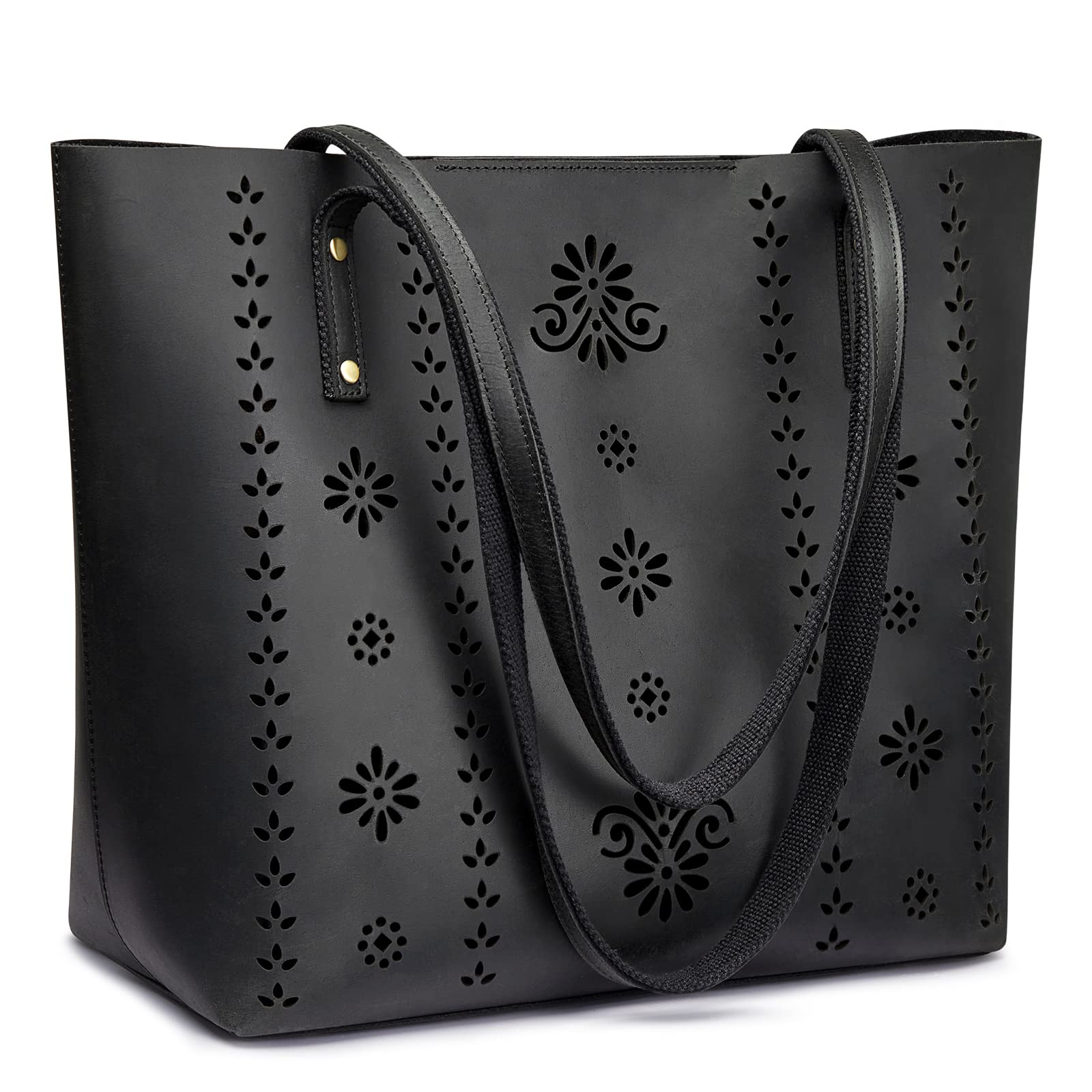 Kattee Genuine Leather Tote Bag for Women - Vintage Top Handle Shoulder Purse - Durable Full Grain Leather Work Bag - Perfect for Office, Travel & Everyday Use