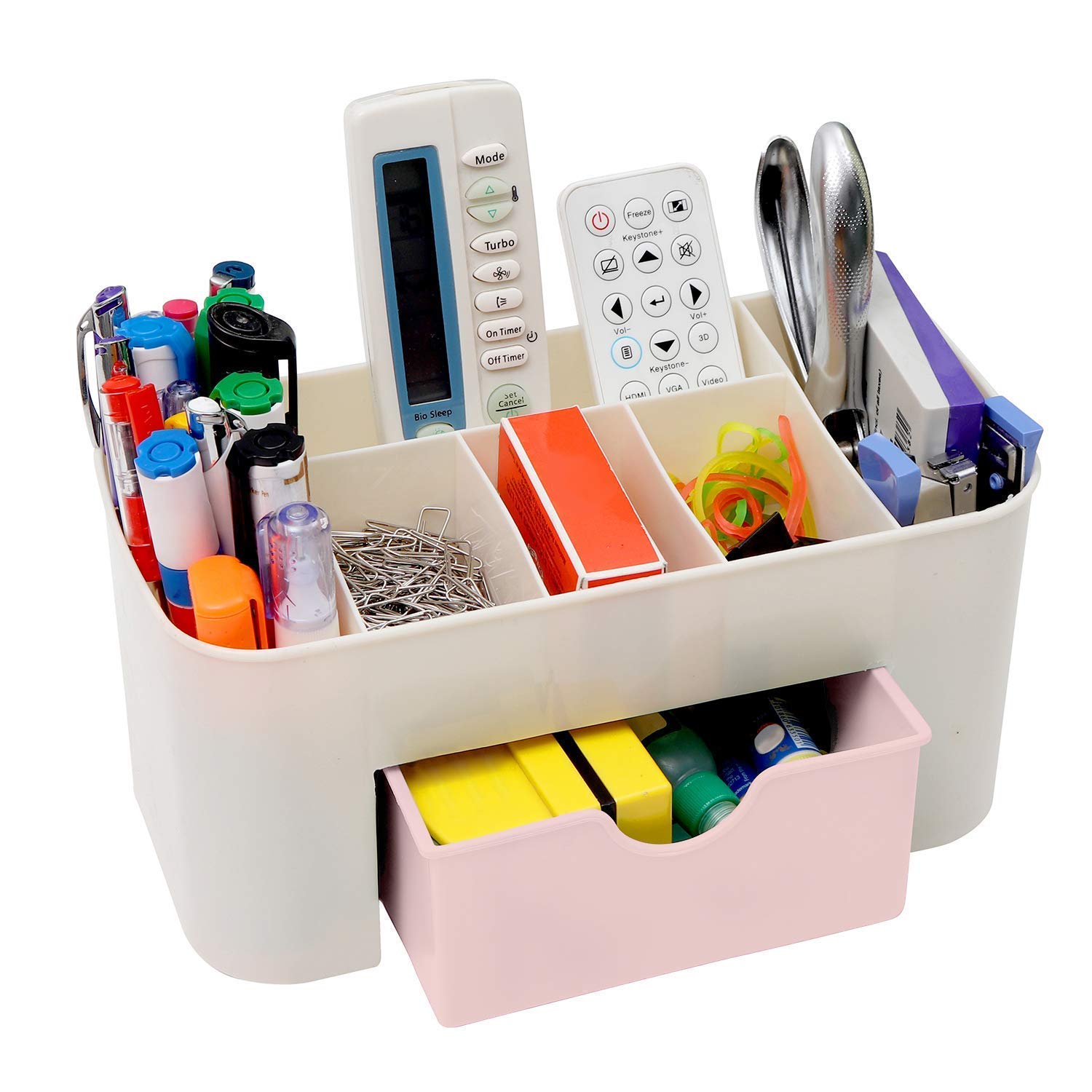 EAYIRA Plastic Cosmetic Makeup Storage Organizer with Adjustable Dividers - Perfect for Vanity, Bathroom & Travel Organization (Color May Vary)