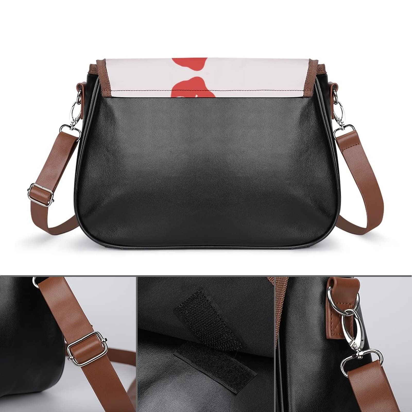Stylish Printed Leather Crossbody Bag for Women - Medium Hobo Shoulder Bag with Top Handle, Floral Rose & Green Leaf Design - Perfect for Work, Travel & Everyday Use