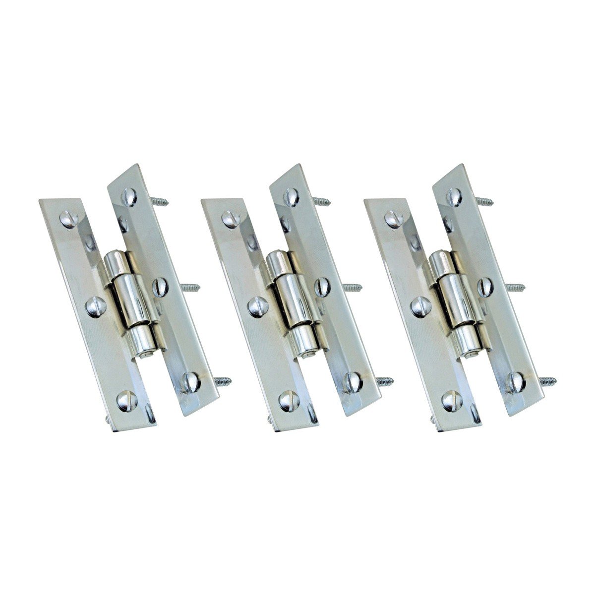 Renovators Supply 3.5 Inch Solid Cast Brass Cabinet Hinges - Chrome Finish, Hardware Included (Pack of 3) | Premium Kitchen Cabinet Hinges for Smooth Door Operation & Easy Installation
