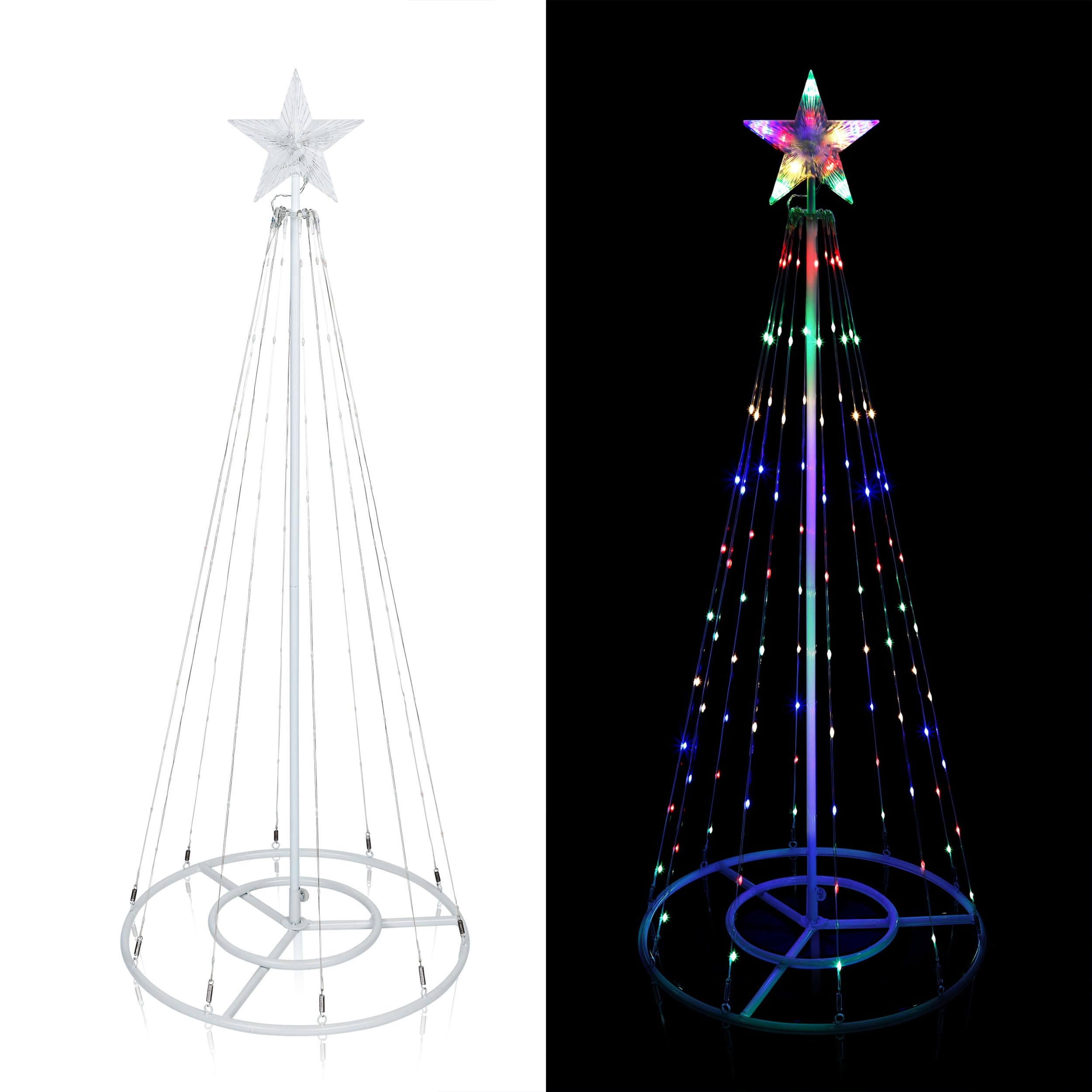 Alpine Corporation Small LED Christmas Tree with Multi-Functional Lights - Holiday Home Decor for Living Room, Bedroom & Office Festive Decoration