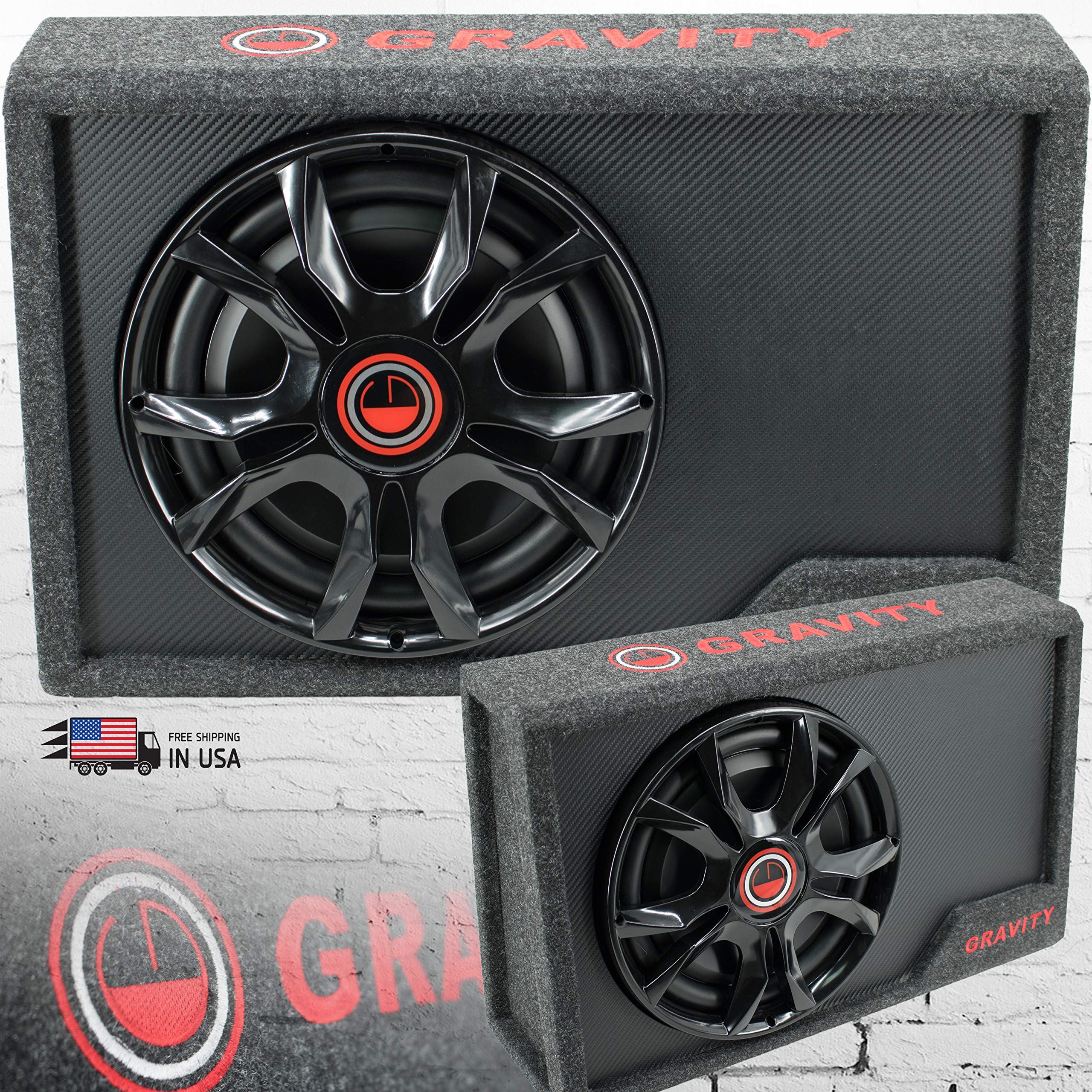 Gravity 1000W Slim Powered Car Subwoofer - Compact Under-Seat Bass Enclosure for Enhanced Audio | Perfect for Trucks, SUVs & Custom Car Audio Systems
